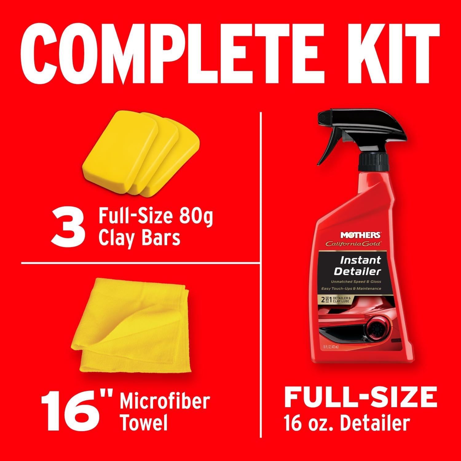 Mothers California Gold 3 Clay Bar Complete Kit, 3 16 Fl Oz (Pack of 1),