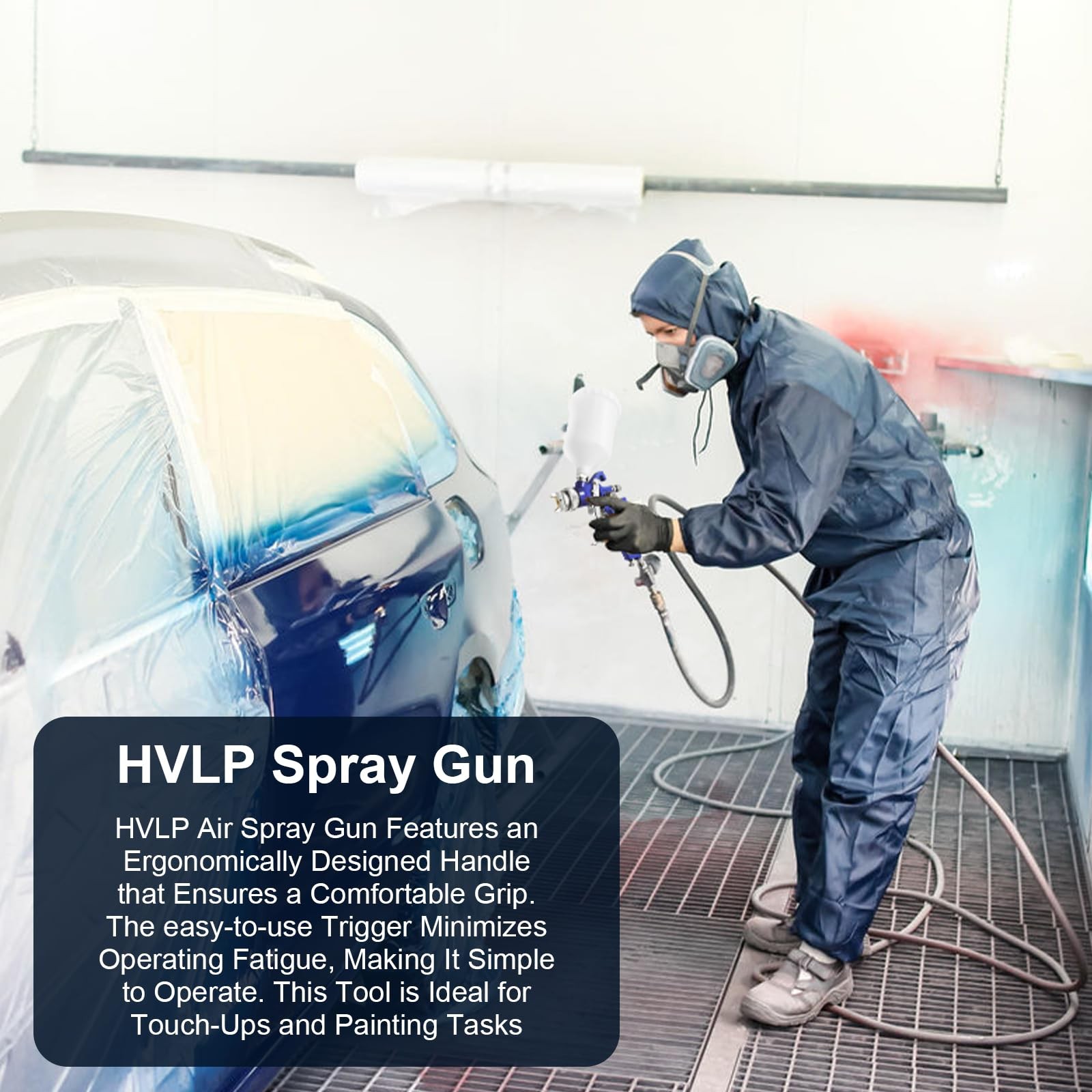 PNTGREEN HVLP Air Spray Gun Kit: 1.4/1.7/2.0mm Nozzles, 600ml Cup, Car/Home
