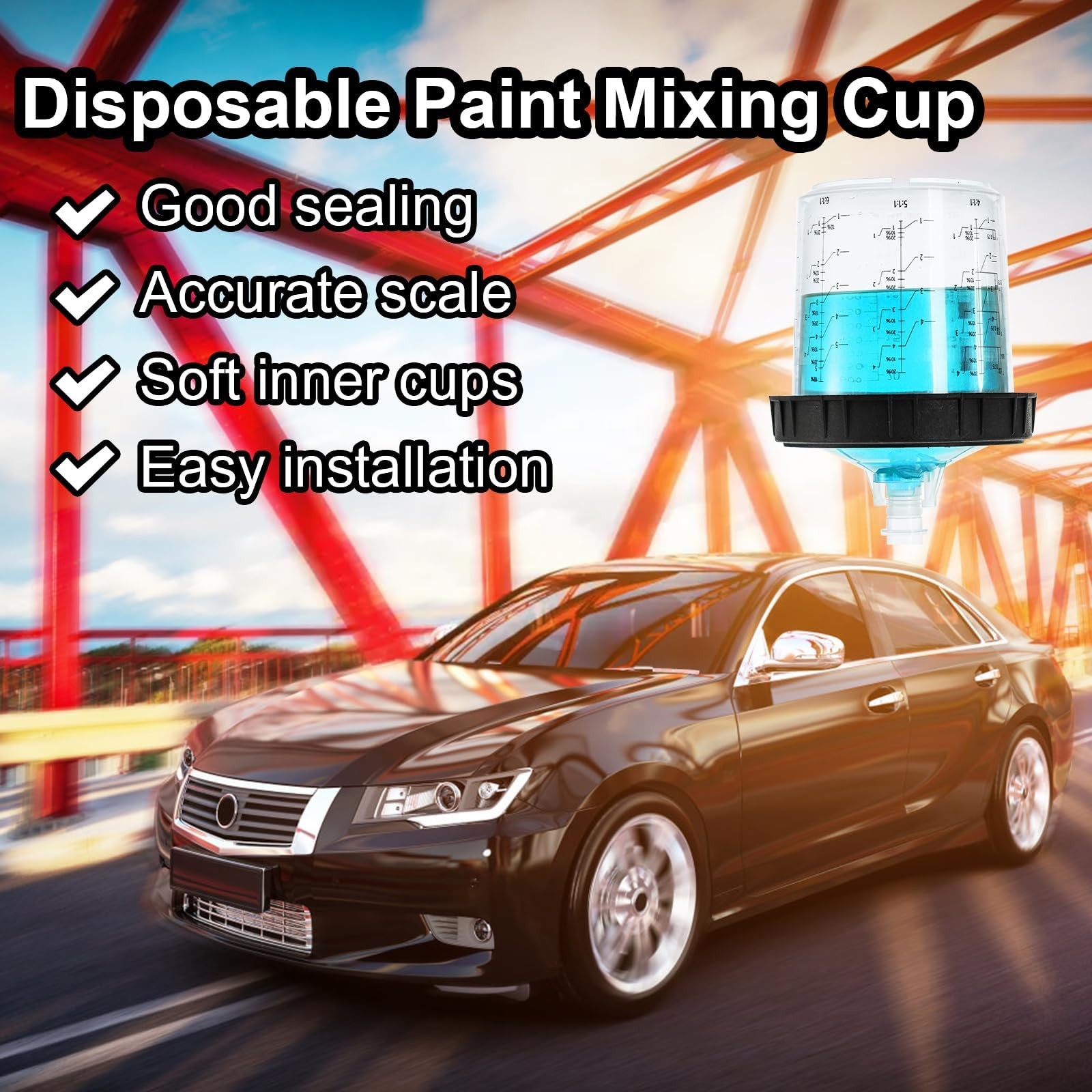 Yesland Disposable Paint Sprayer Mixing Gun Cup Liners And Lid System For