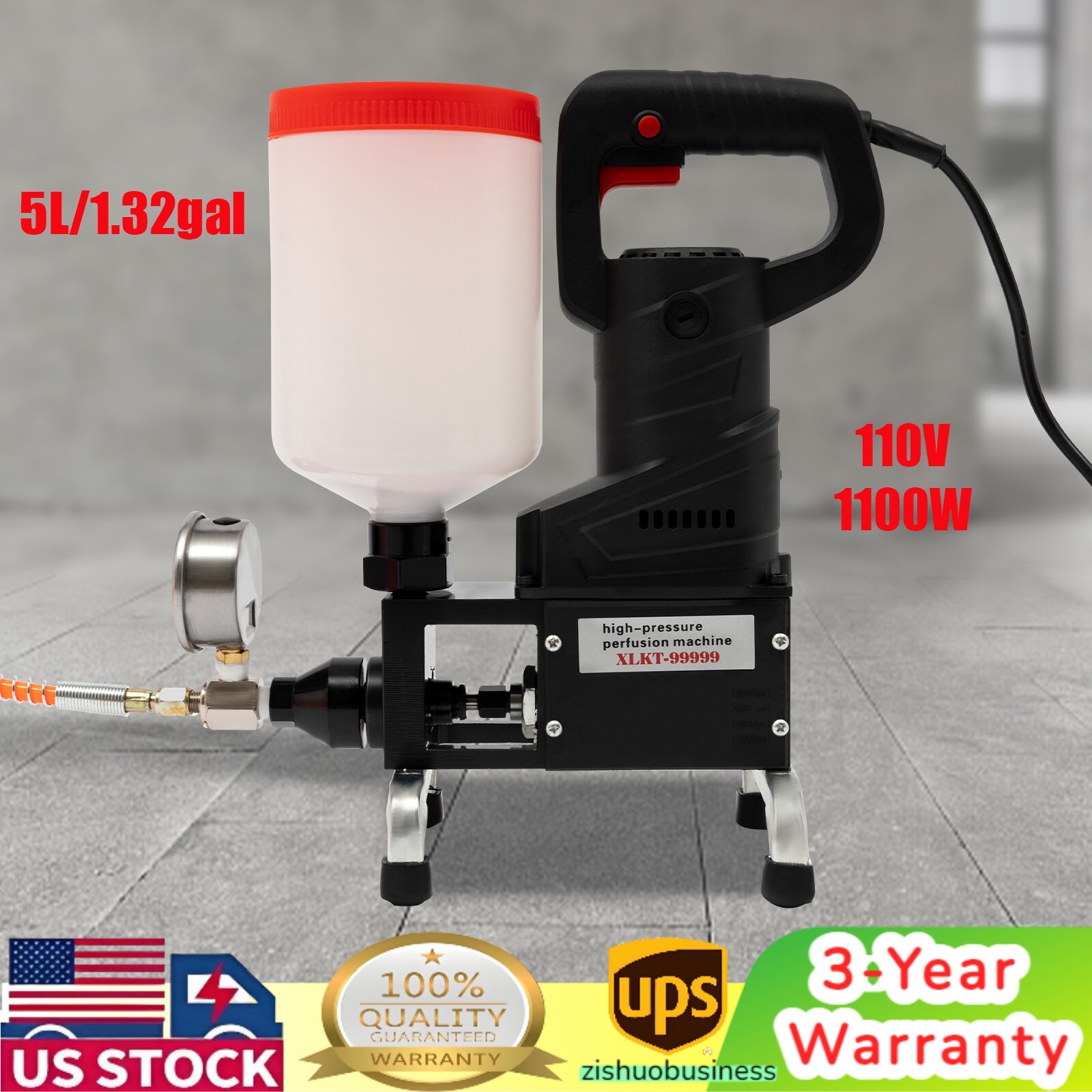 Electric Grouting Machine High Pressure Grouting Injection Pump 0-10000PSI 110V