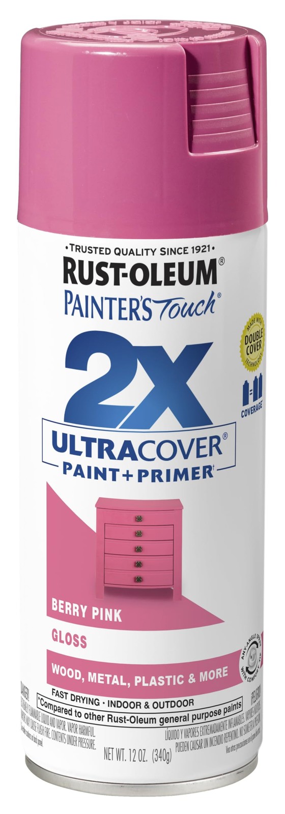 Rust-Oleum Painter’s Touch 2X Ultra 12 Ounce (Pack of 1), Gloss Berry Pink