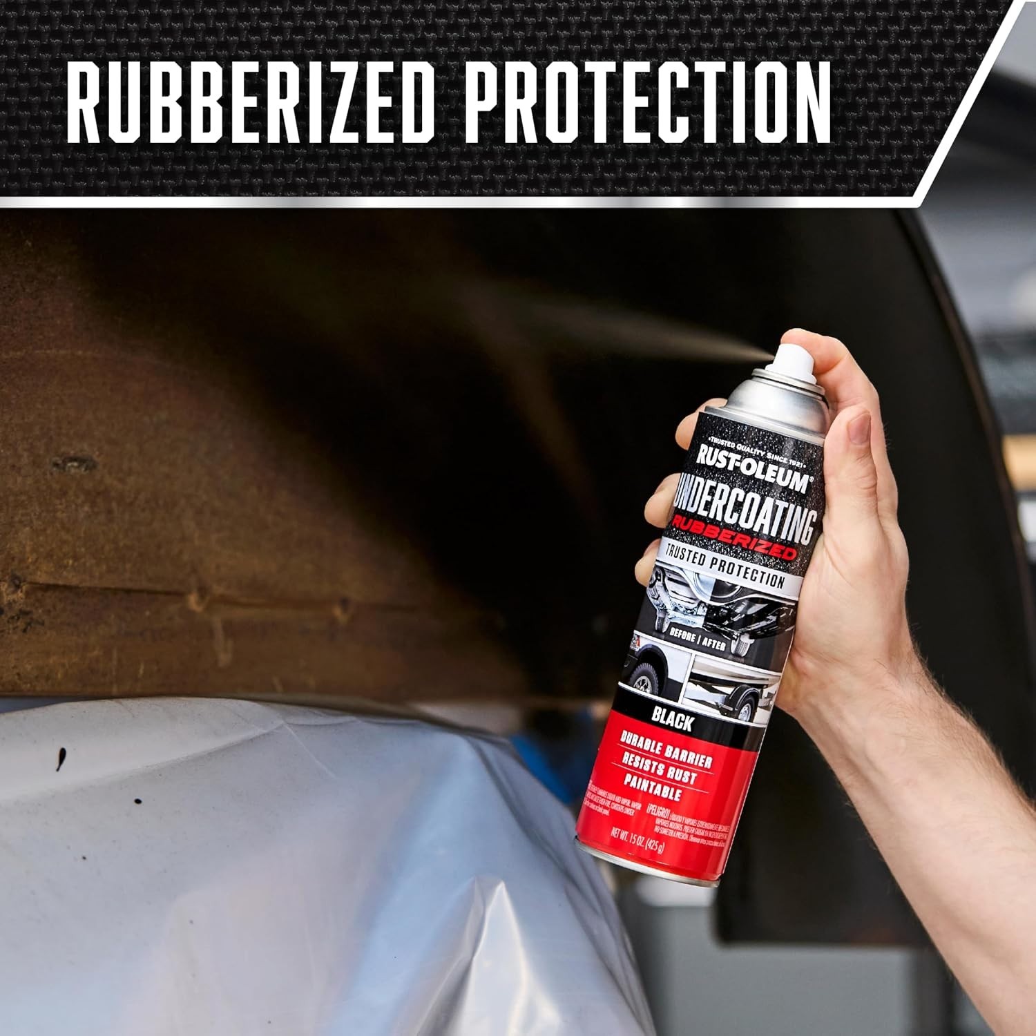 Truck Rubberized Undercoating Spray, 15 oz, Black