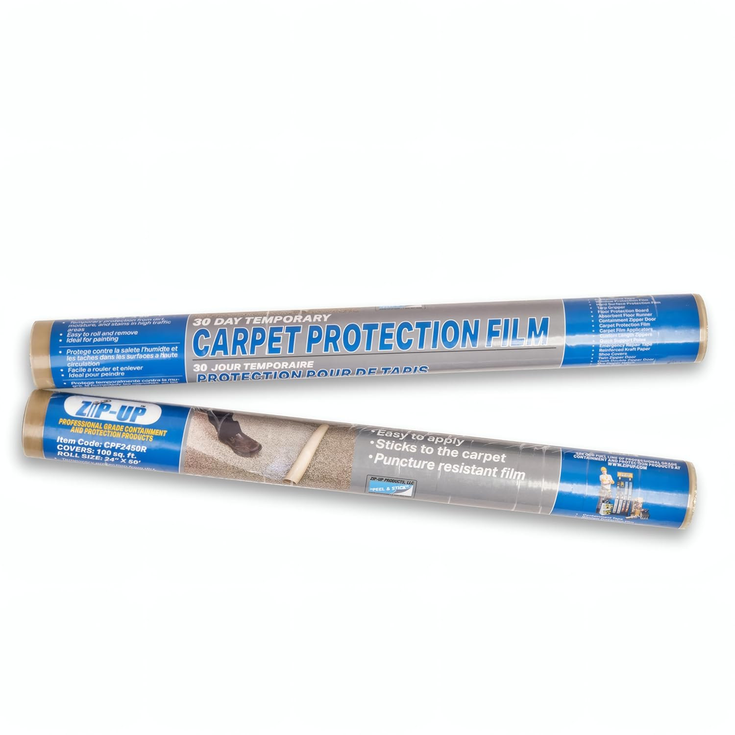 Zip-Up Carpet Protection Film – 24″ X 50′ Floor and Surface Shield with Self Adh