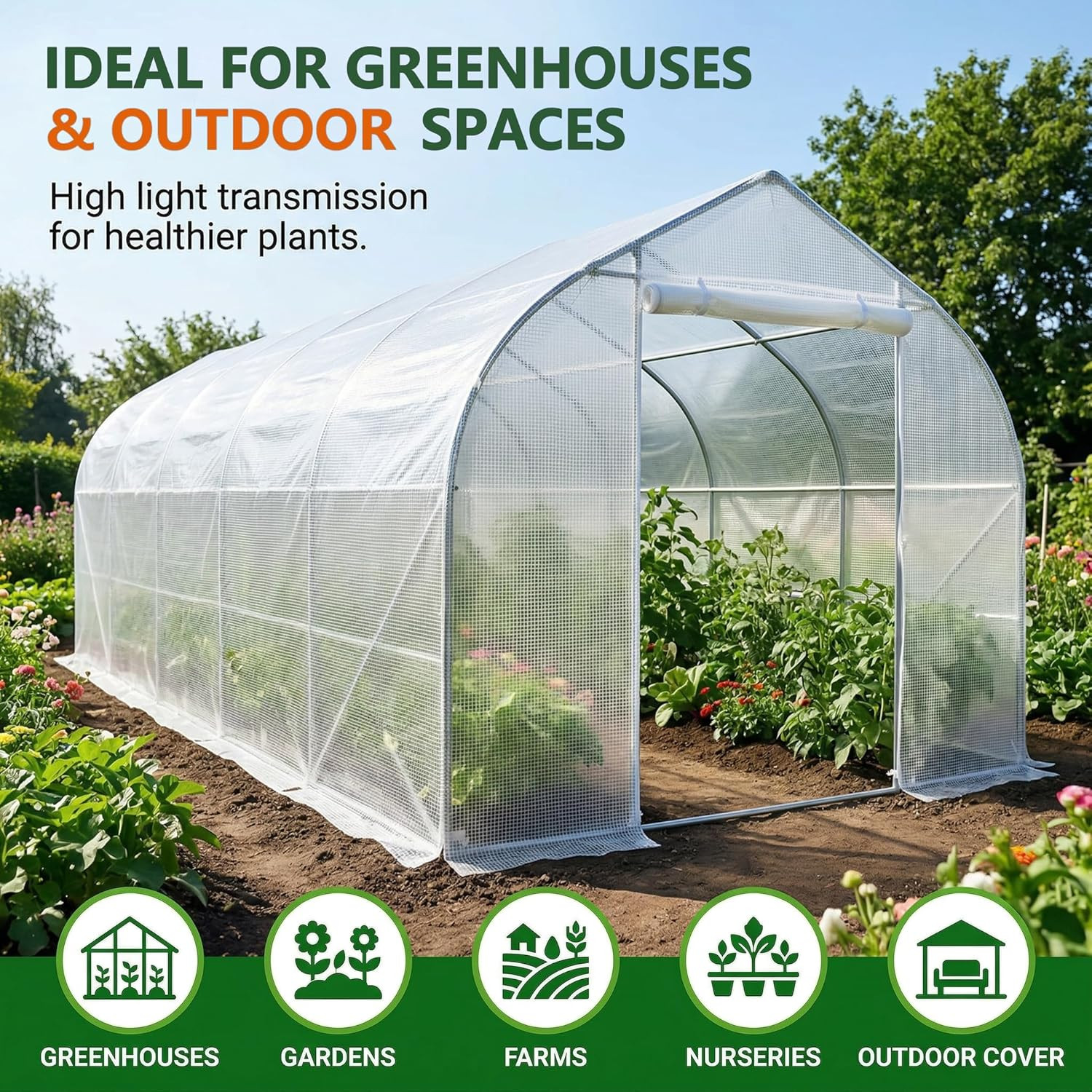 18 Mil Greenhouse Plastic Sheeting, 14Ftx18Ft Heavy Duty Waterproof Clear Green