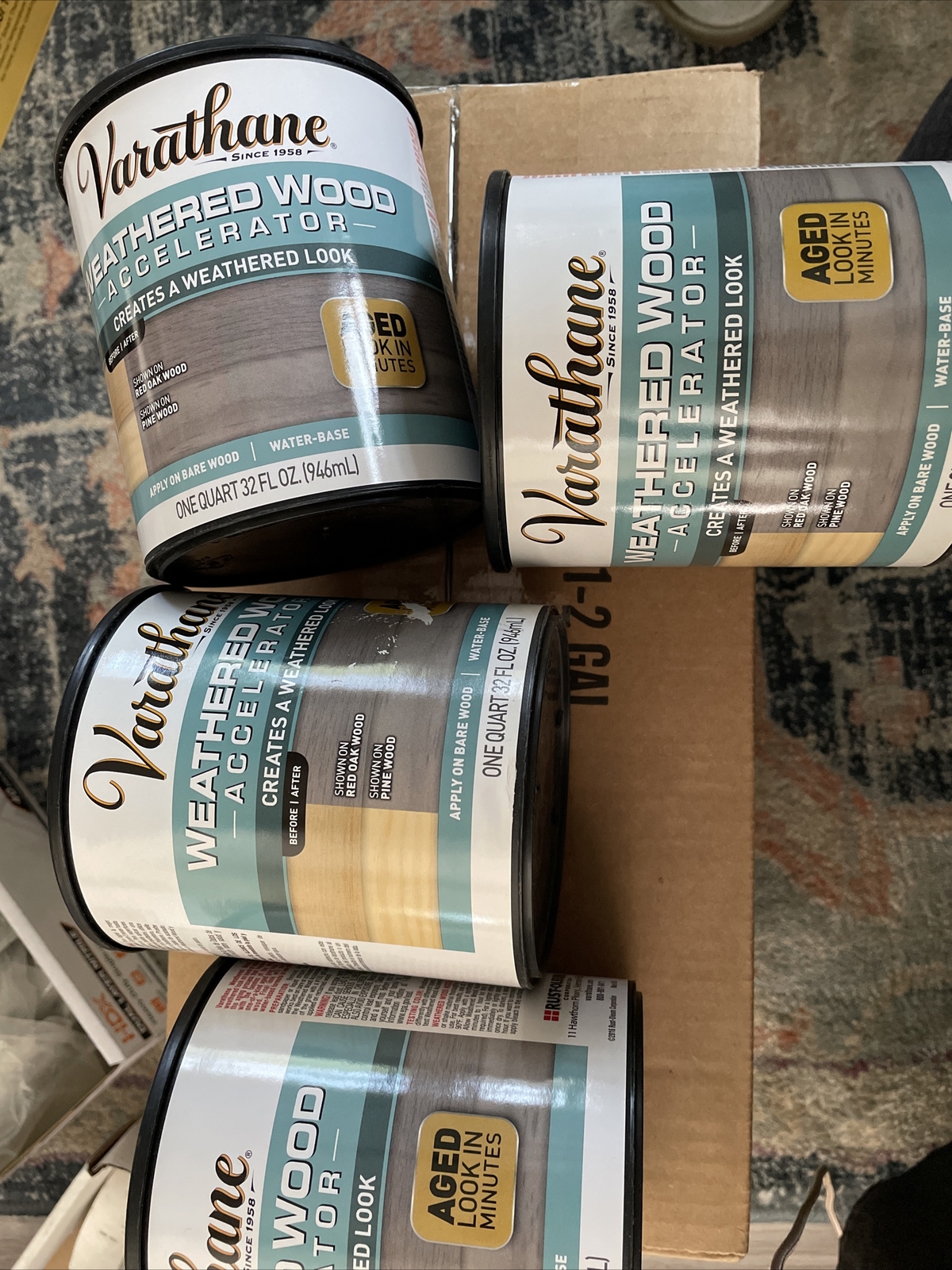 4 X Varathane Weathered Wood Accelerator Creates Weathered Look Water Base 32 Oz