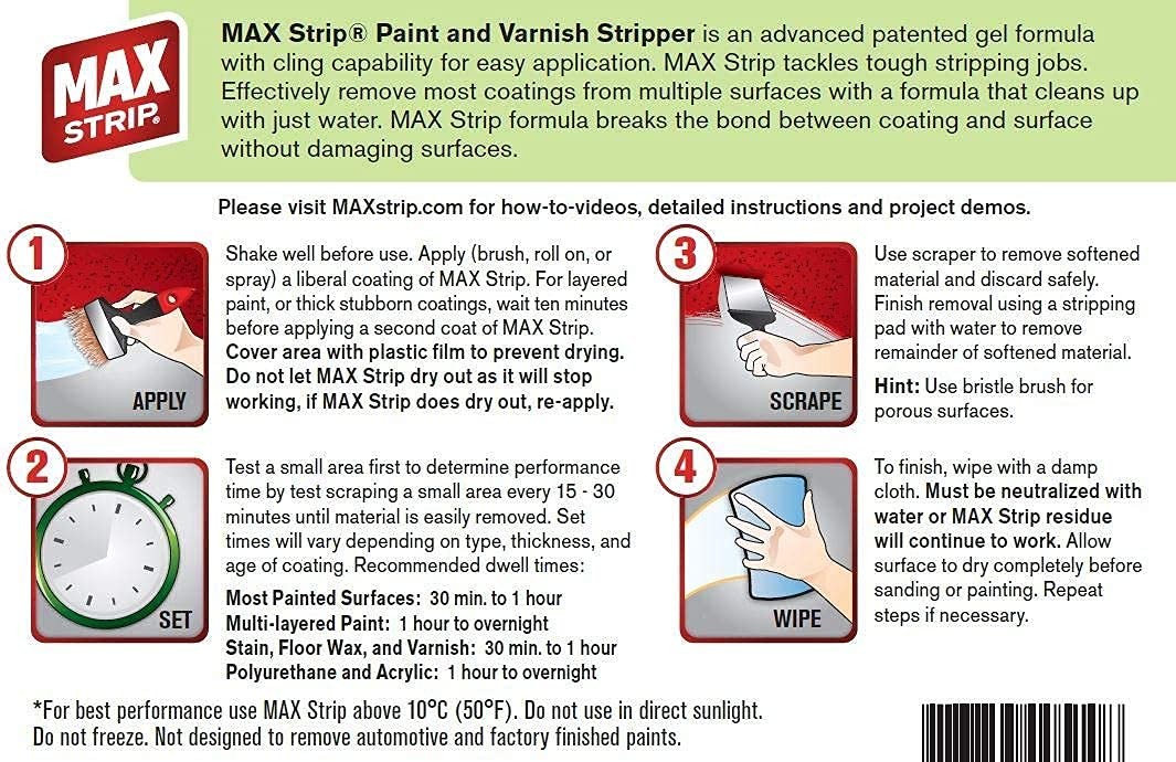 Max Strip Paint Varnish Stripper 32Oz – Paint Stripper For Multiple Layers Of