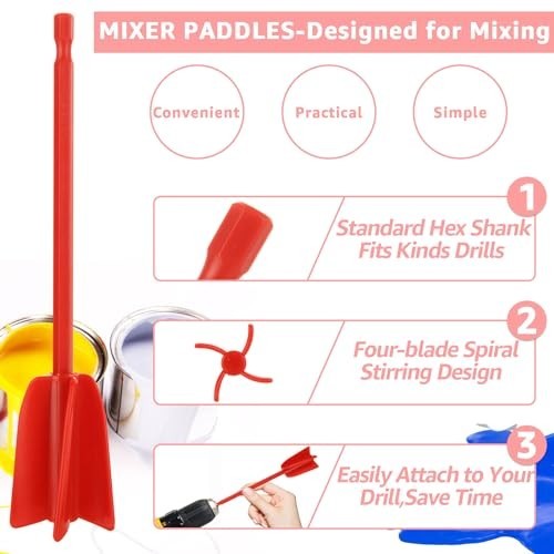 20 Pcs Paint Mixer Drill Attachments, Helix Stirrer for Resin, Epoxy & Silicone