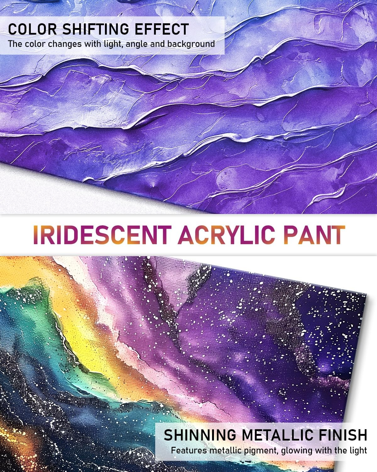 Nicpro Iridescent Black Acrylic Paint, 8.45oz / 8.45 Fl Oz (Pack of 1),