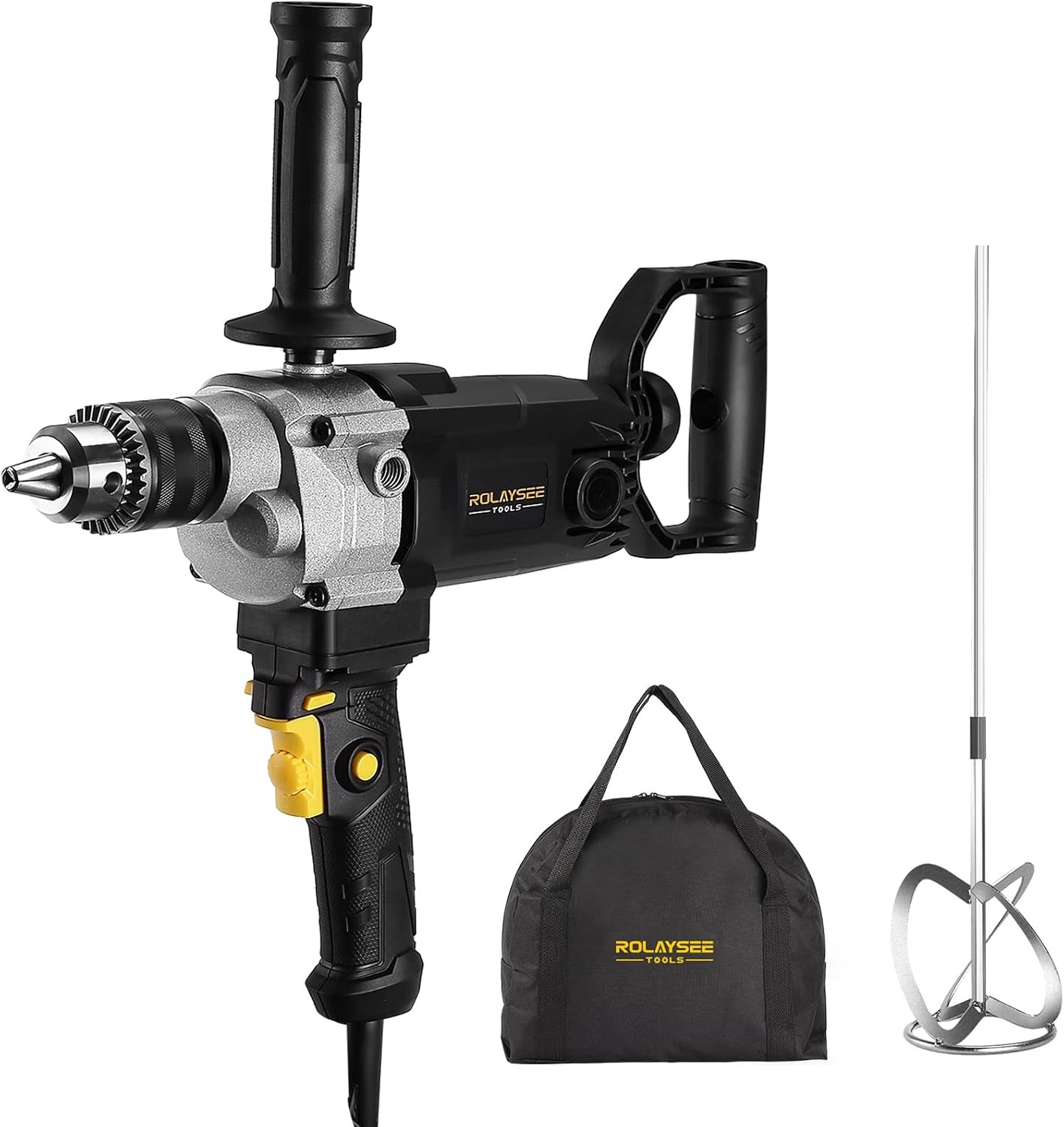 10-Amp Corded 5/8″ Heavy Duty Drill Mixer Set, Mixing Drill Machine