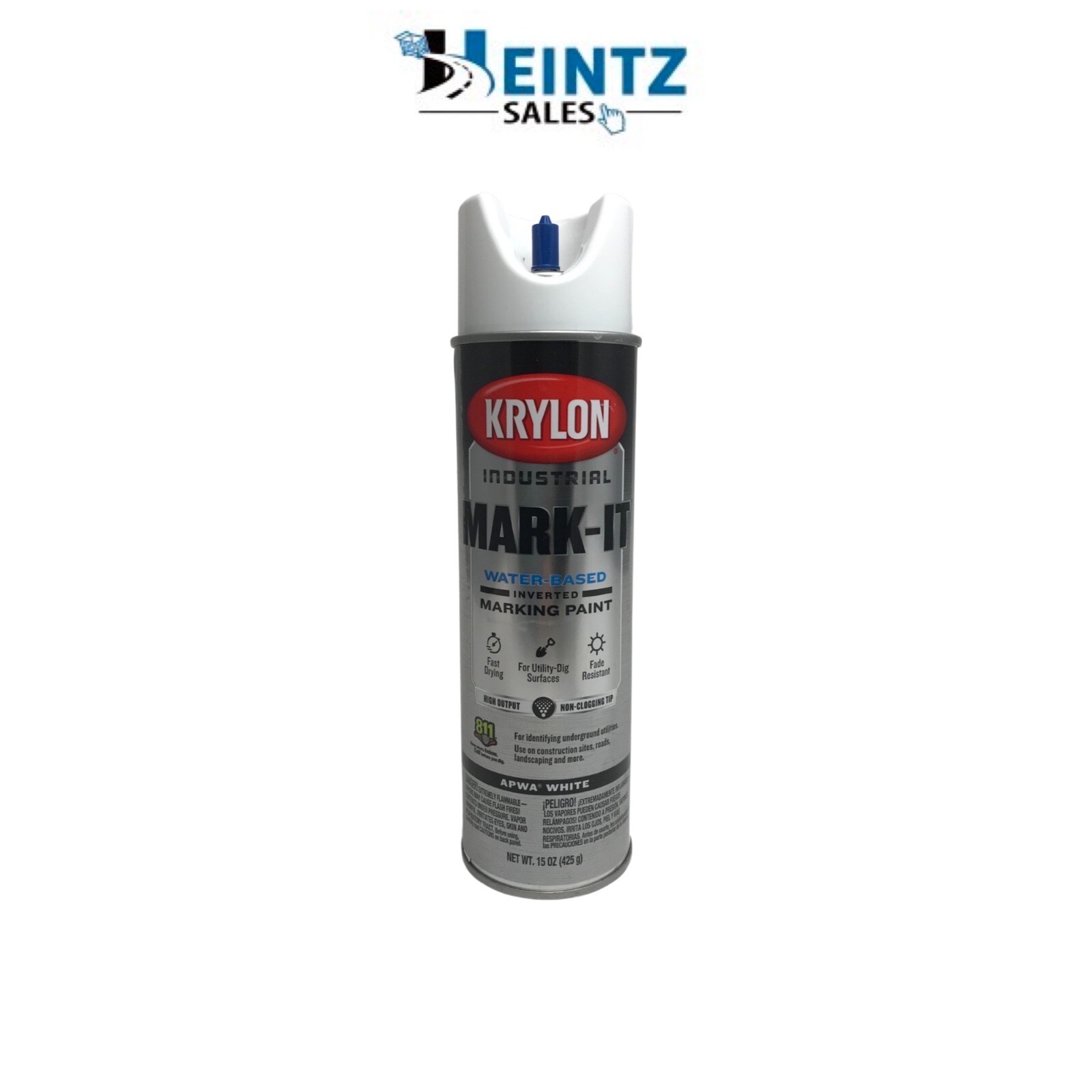 Krylon 731608 Industrial Mark-It WB Inverted Marking Paint -APWA Brilliant White
