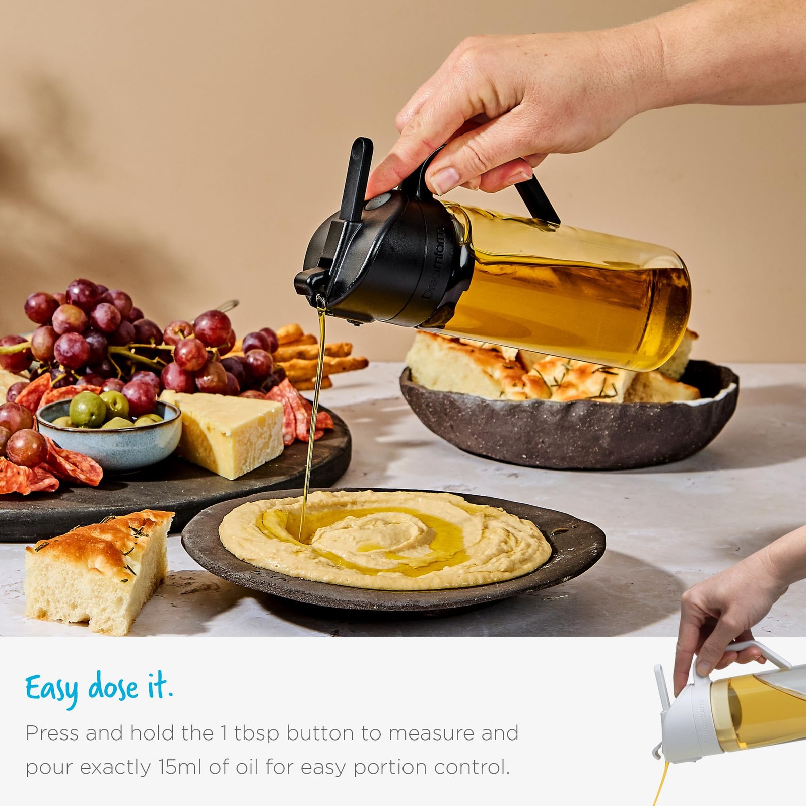 Dreamfarm Oileroo Glass No-Clog Oil Sprayer, Pourer & Doser – Oileroo, Black