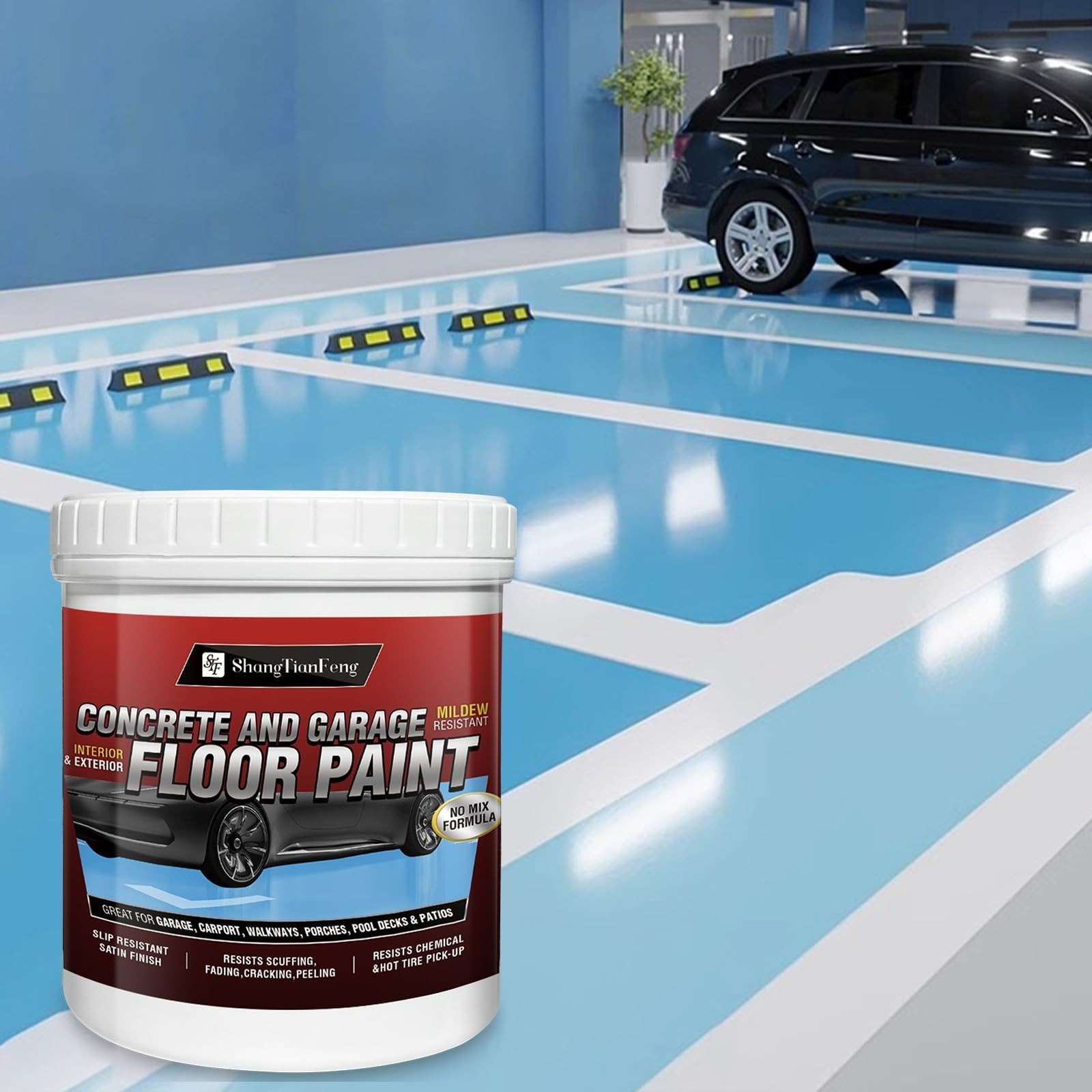 ShangTianFeng Professional Epoxy Floor Paint Kit – 1 Gallon Red Acrylic