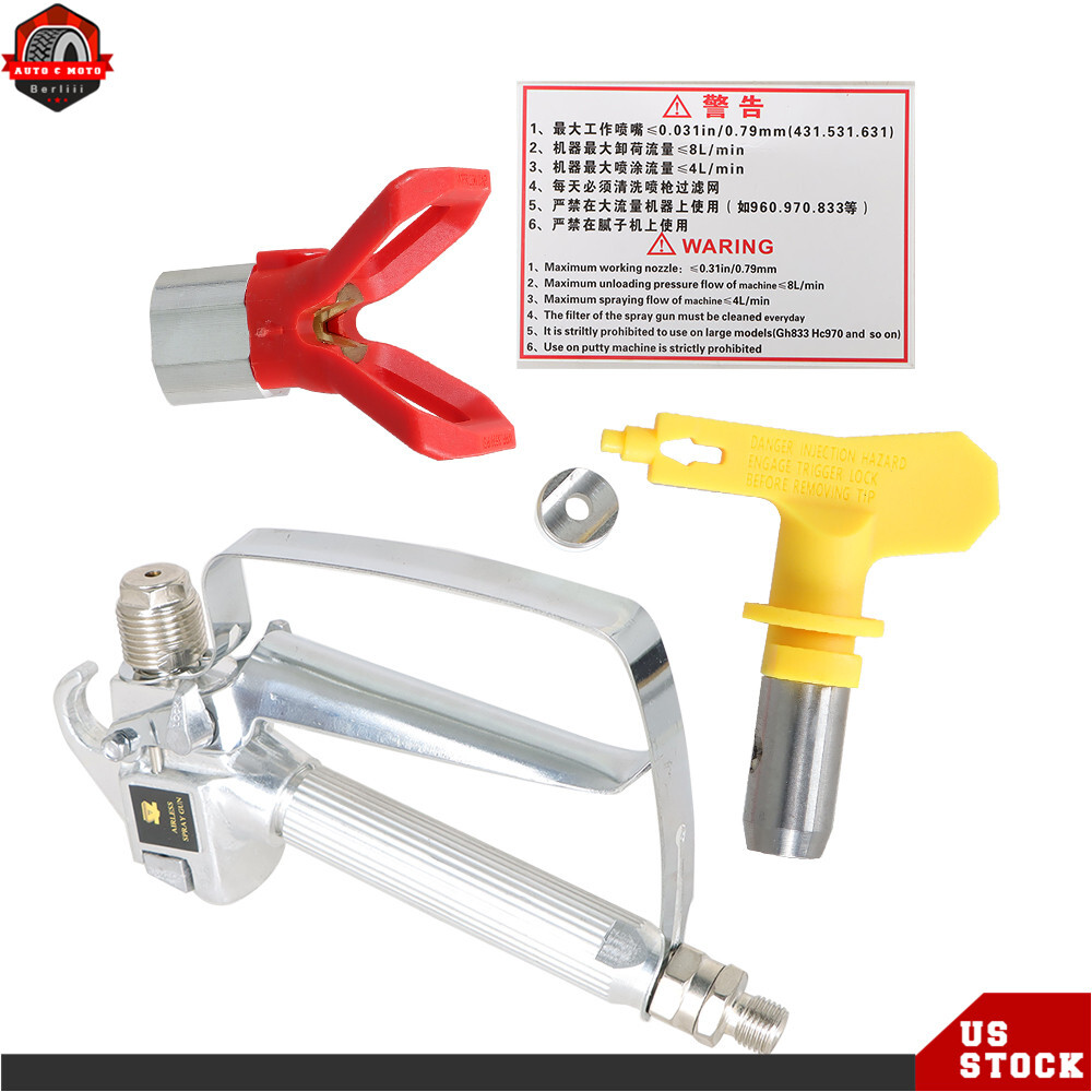 3600PSI Airless Paint Spray Gun 517 Spray Tip + Nozzle Guard for Sprayers New