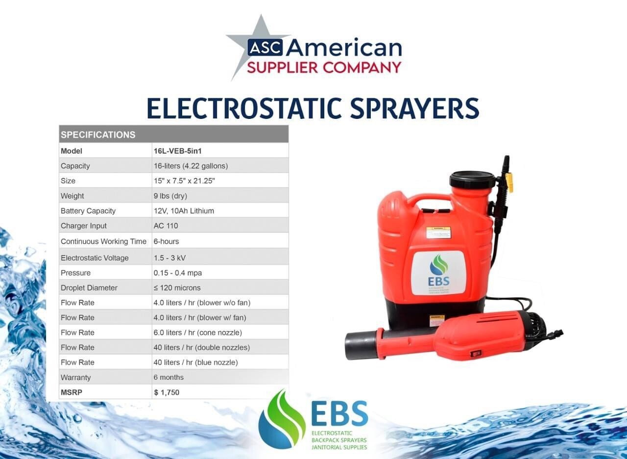 Electrostatic Cordless Backpack Disinfectant Sprayer Sanitizer (10 available)