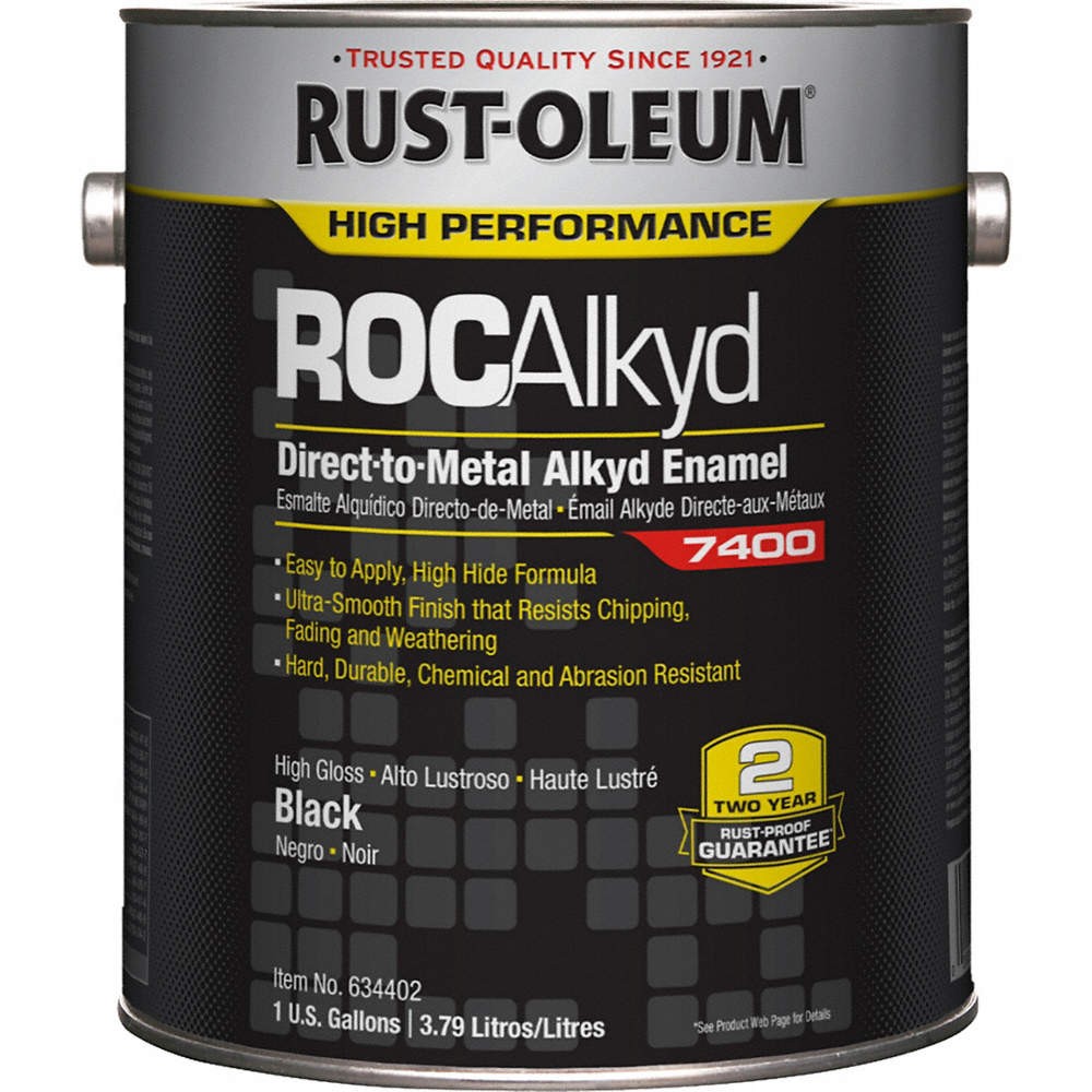 RUST-OLEUM 634402 7400 Alkyd Enamel,High Gloss Black,1 gal 5A264