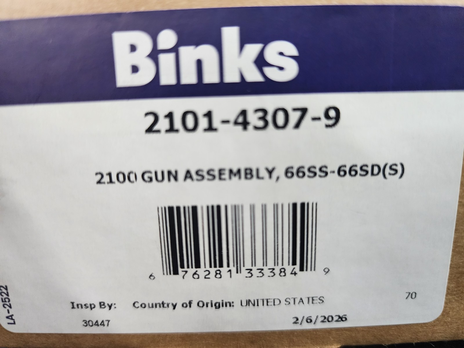 Binks 2100 66SSx66SD Pressure Spray Gun – 2101-4307-9