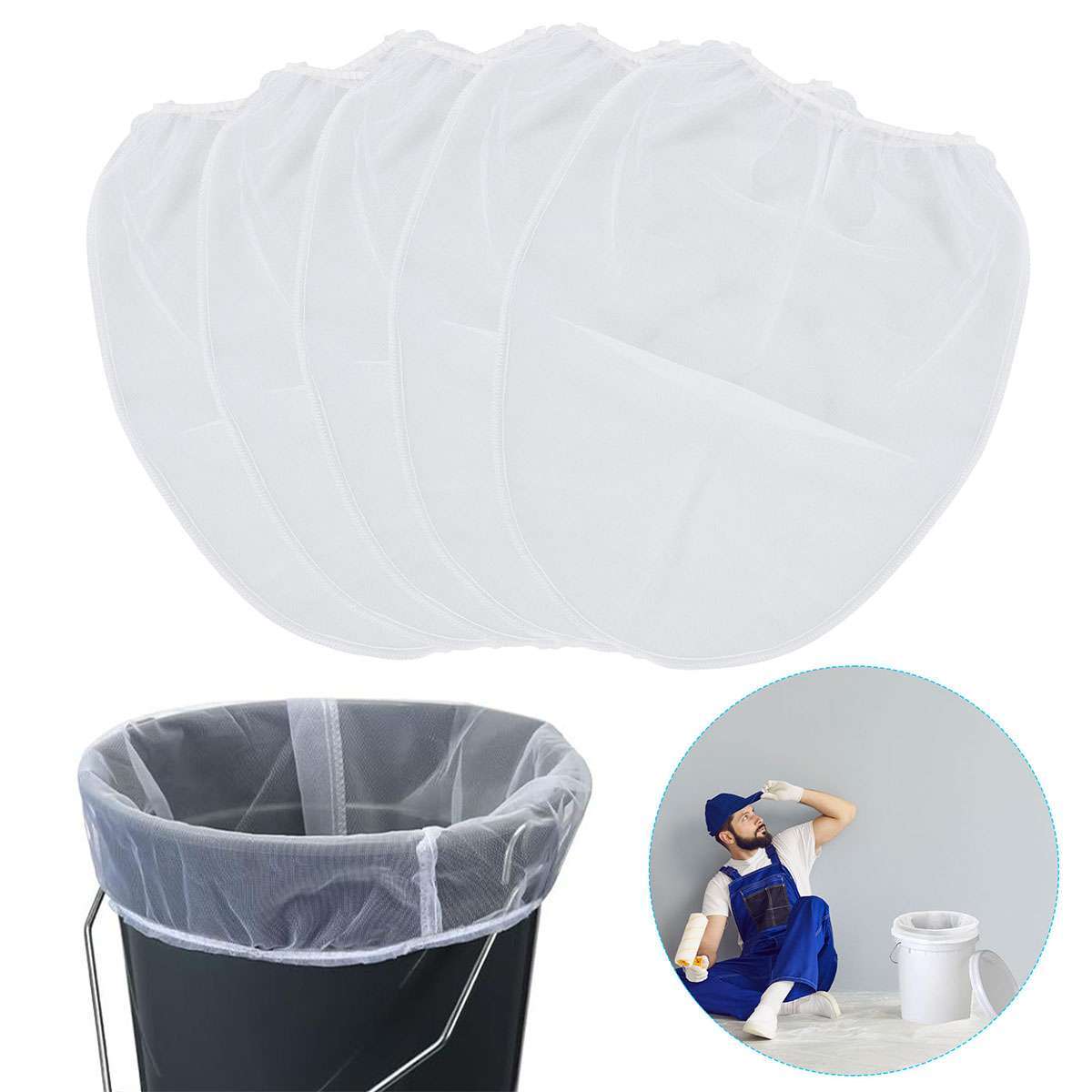 10Pcs 5 Gallon Paint & Liquid Strainer Filter Bags Pure Blue Fine Nylon Mesh USA