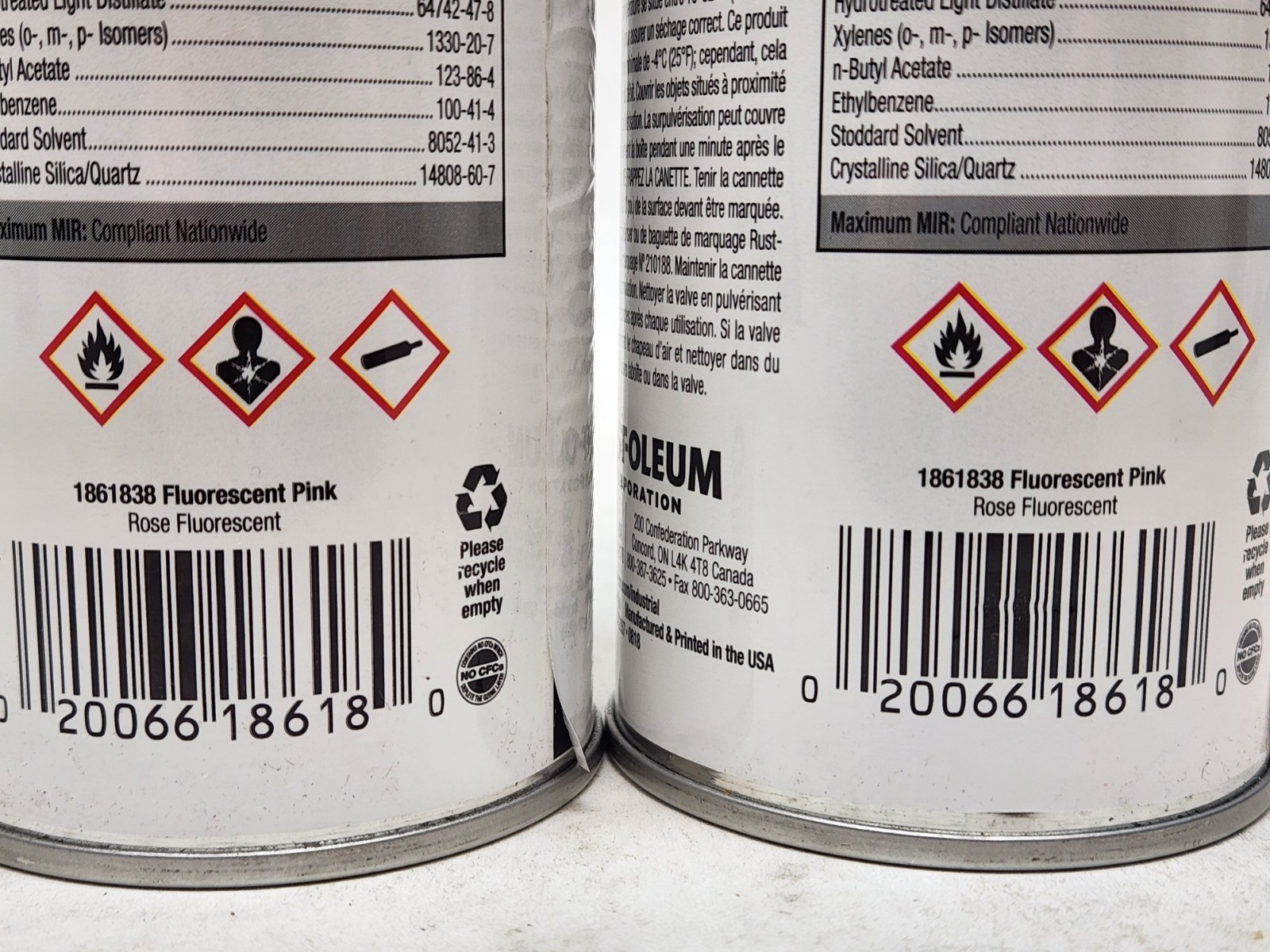 2 CANS! NEW Rust-Oleum 1861838 Fluorescent Pink Inverted Marking Paint, 17 oz.