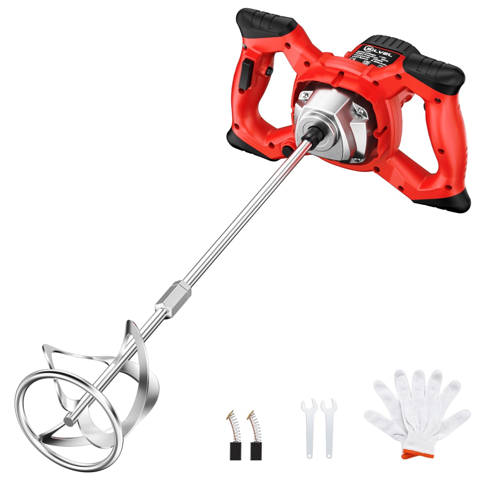 Cement Mixer, Max 2400W Electric Concrete Mixer with 6 Adjustable Speeds, Por…