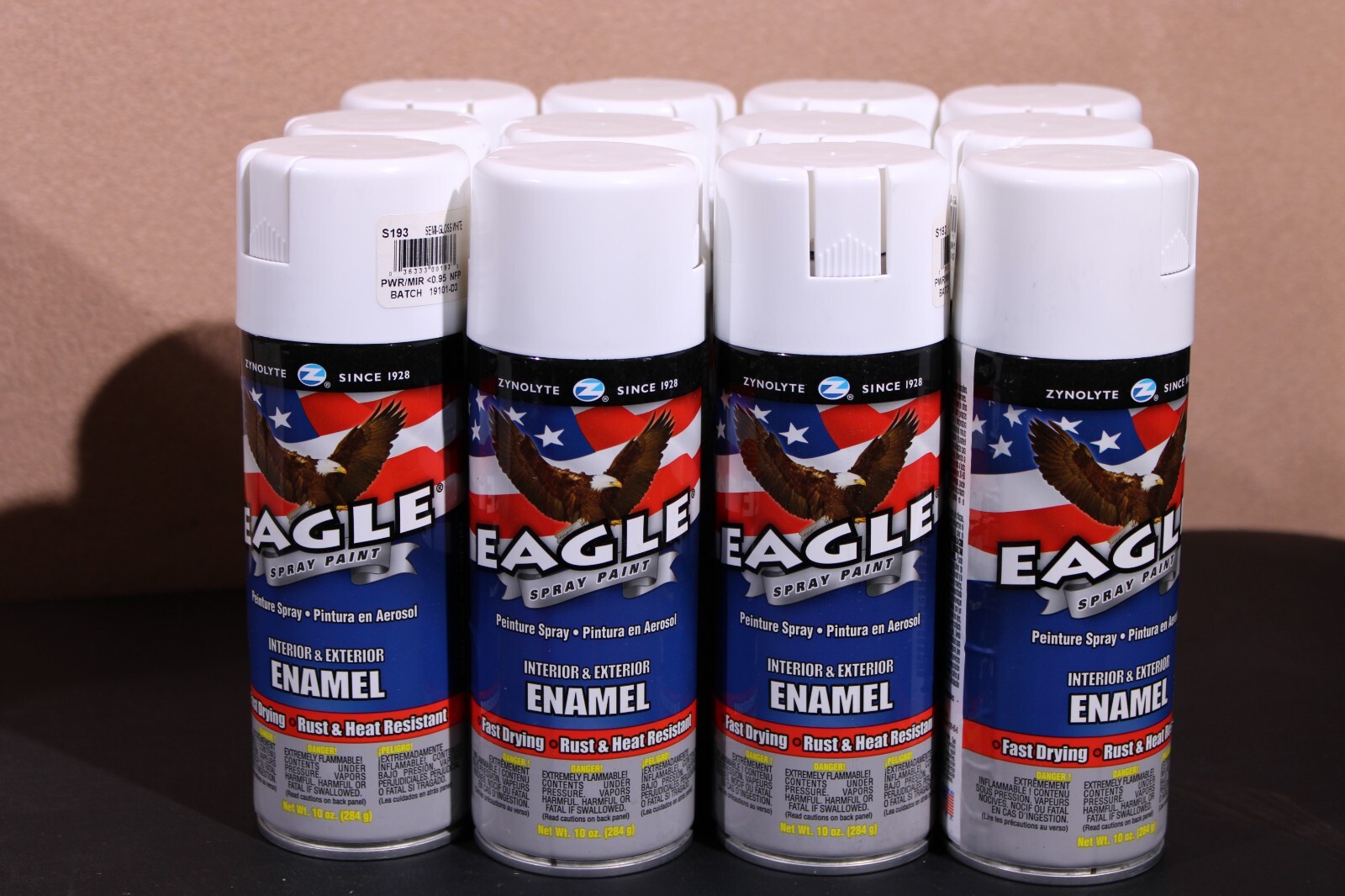 Aervoe S193 Semi-Gloss White Zynolyte Enamel Spray Paint 16 oz. Cans – 12-Pack