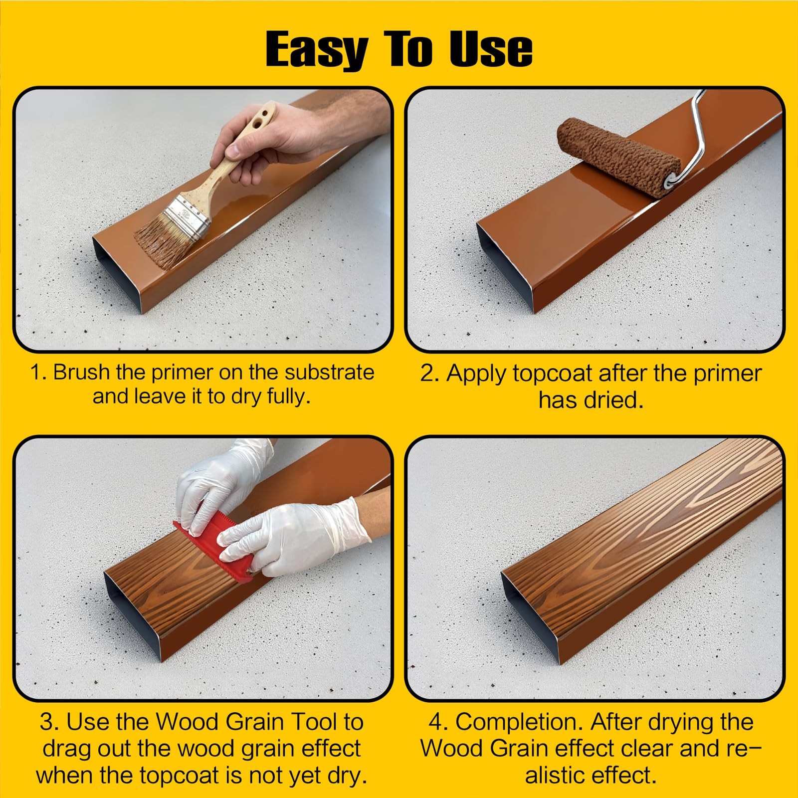 King Origin 4pcs Wood Grain Tool Set – 4 Inch Rubber Paint 4 Pack, Multi-size