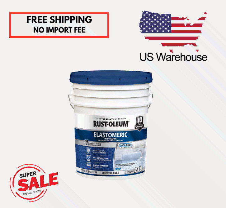 SALE White, Rust-Oleum 710 Elastomeric Roof Coating, 5 Gal, No Import Fee