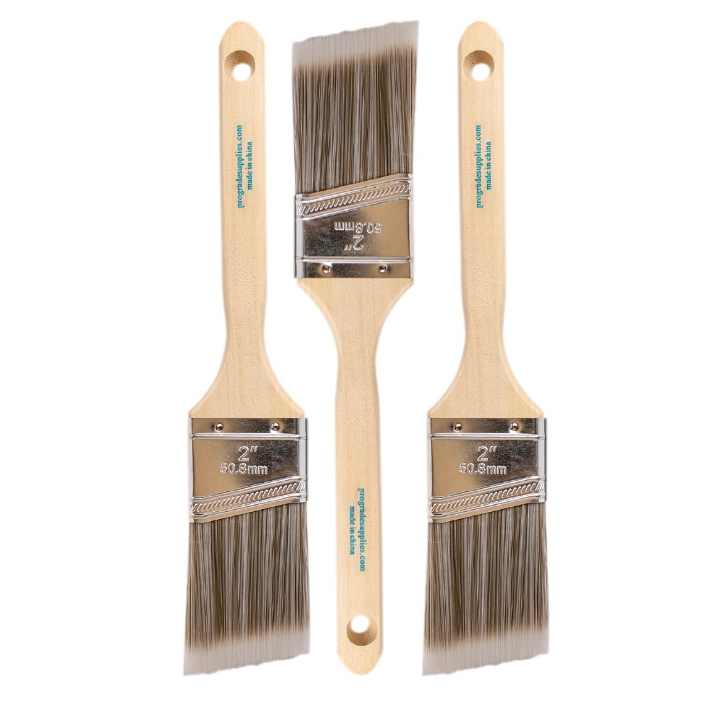 3-Pack – 2″ Angle Brushes for All Latex and Oil Paints & Stains