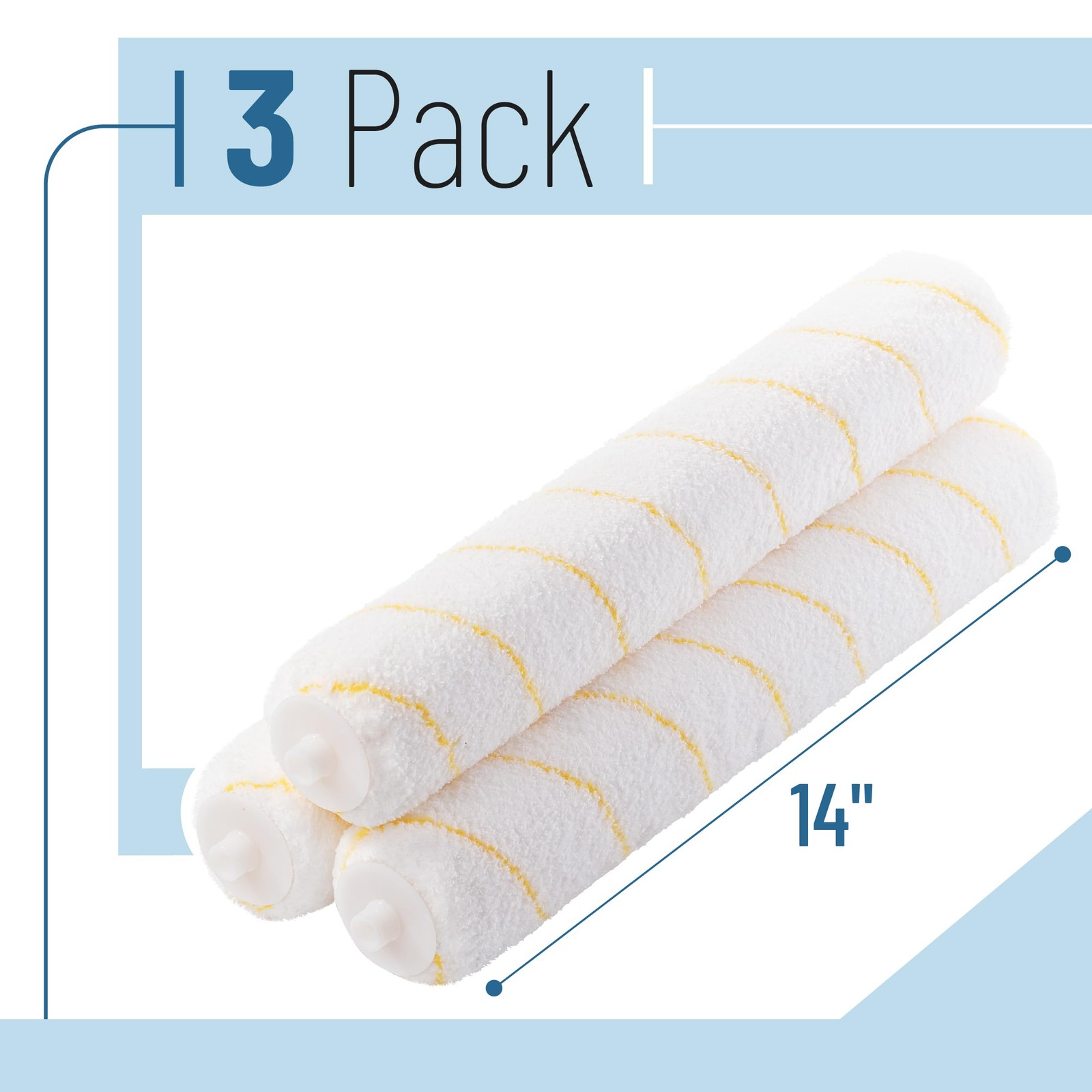 Bates- Paint Roller Covers, 14 Inch, 3 Pack, 14 3 Yellow Stripes