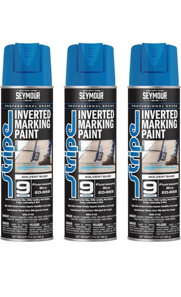 20-969-3 Seymour Stripe 9-Series Inverted Ground MarkPaint, Fluorescent Blue 3pk