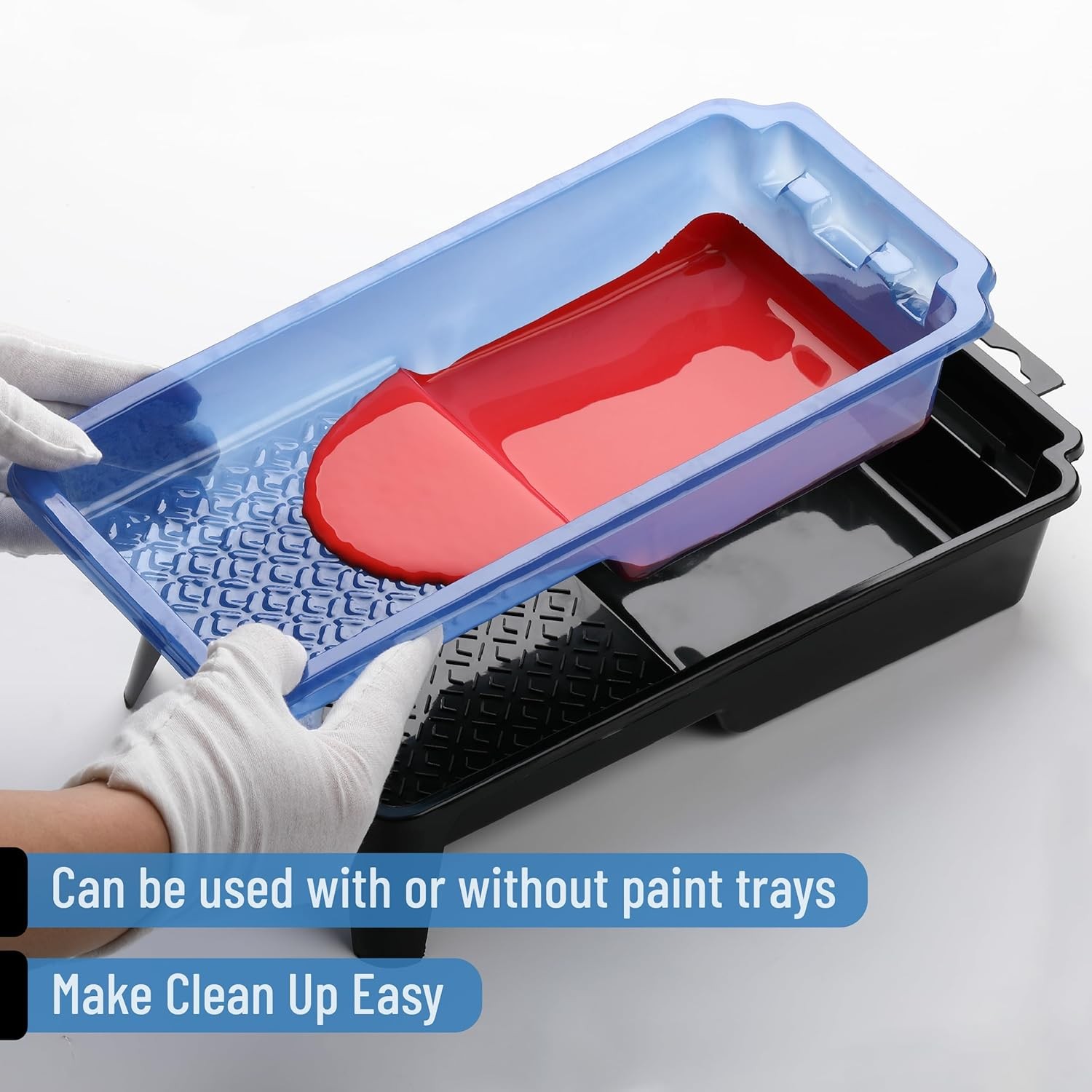 Bates- 4 Inch Paint Tray Set, 12 pcs, Black & Blue, 1x 4 & Blue