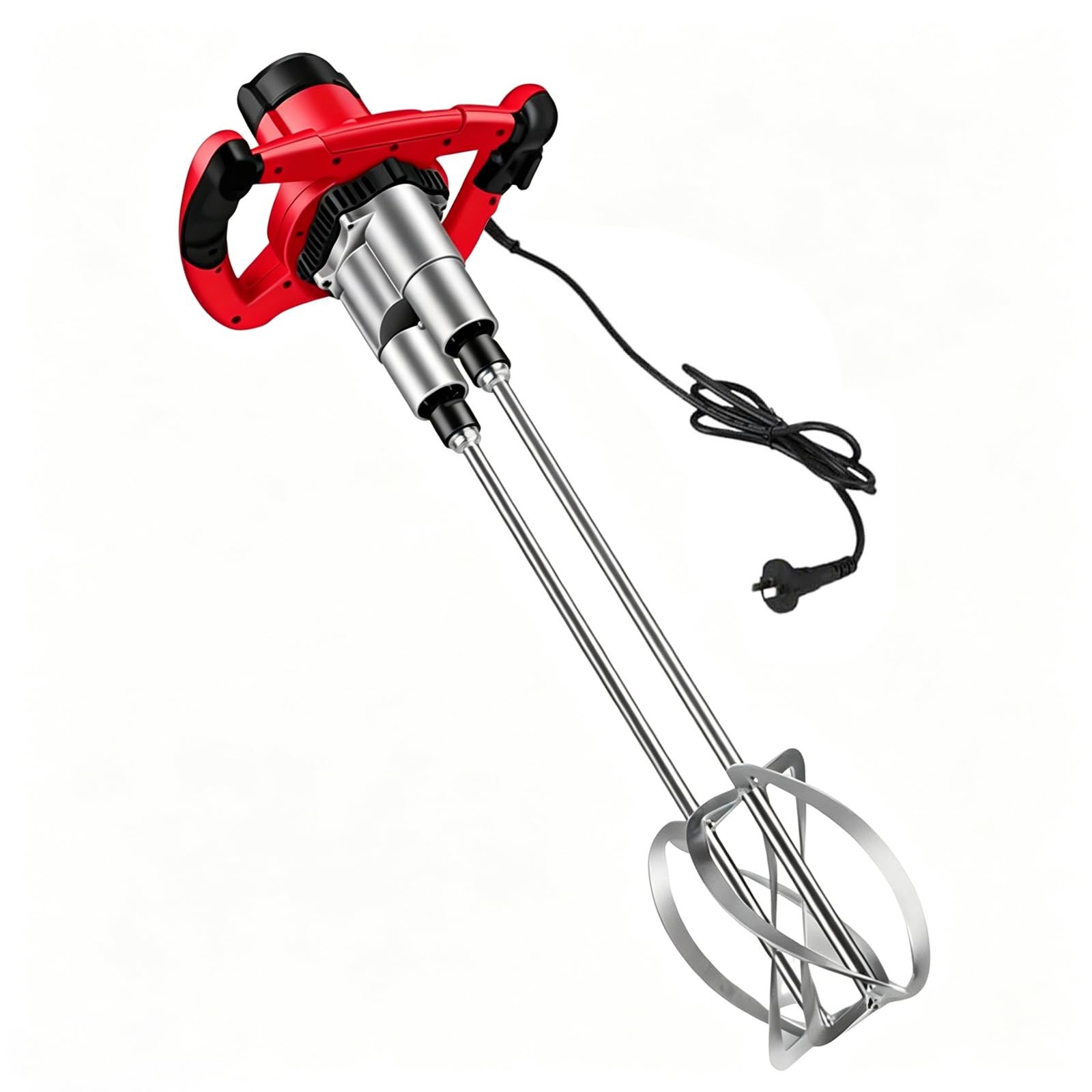 Cement Mixer 2300W Handheld Electric, Double-Paddle Concrete Mud Mixer, 6 Spe…