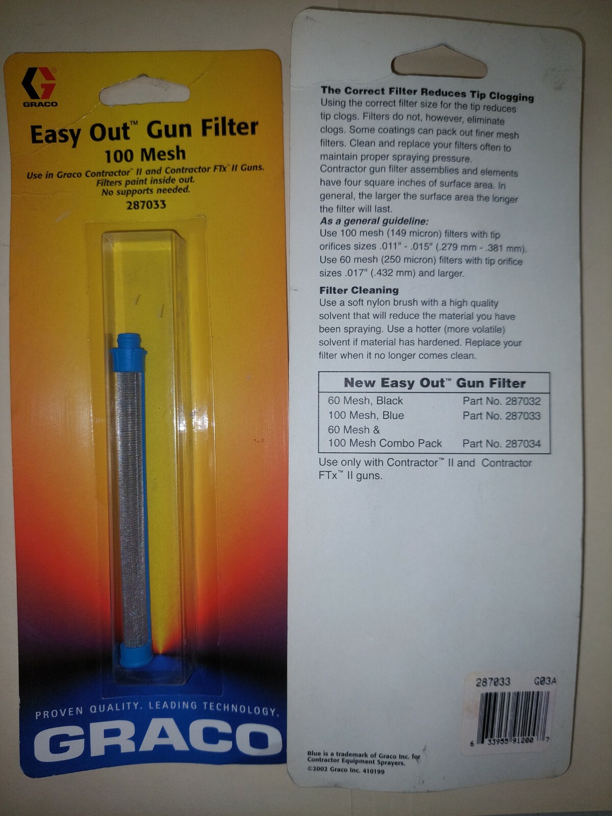Graco Easy Out Gun Filter 100 Mesh (Pack of 2) P/N 287033
