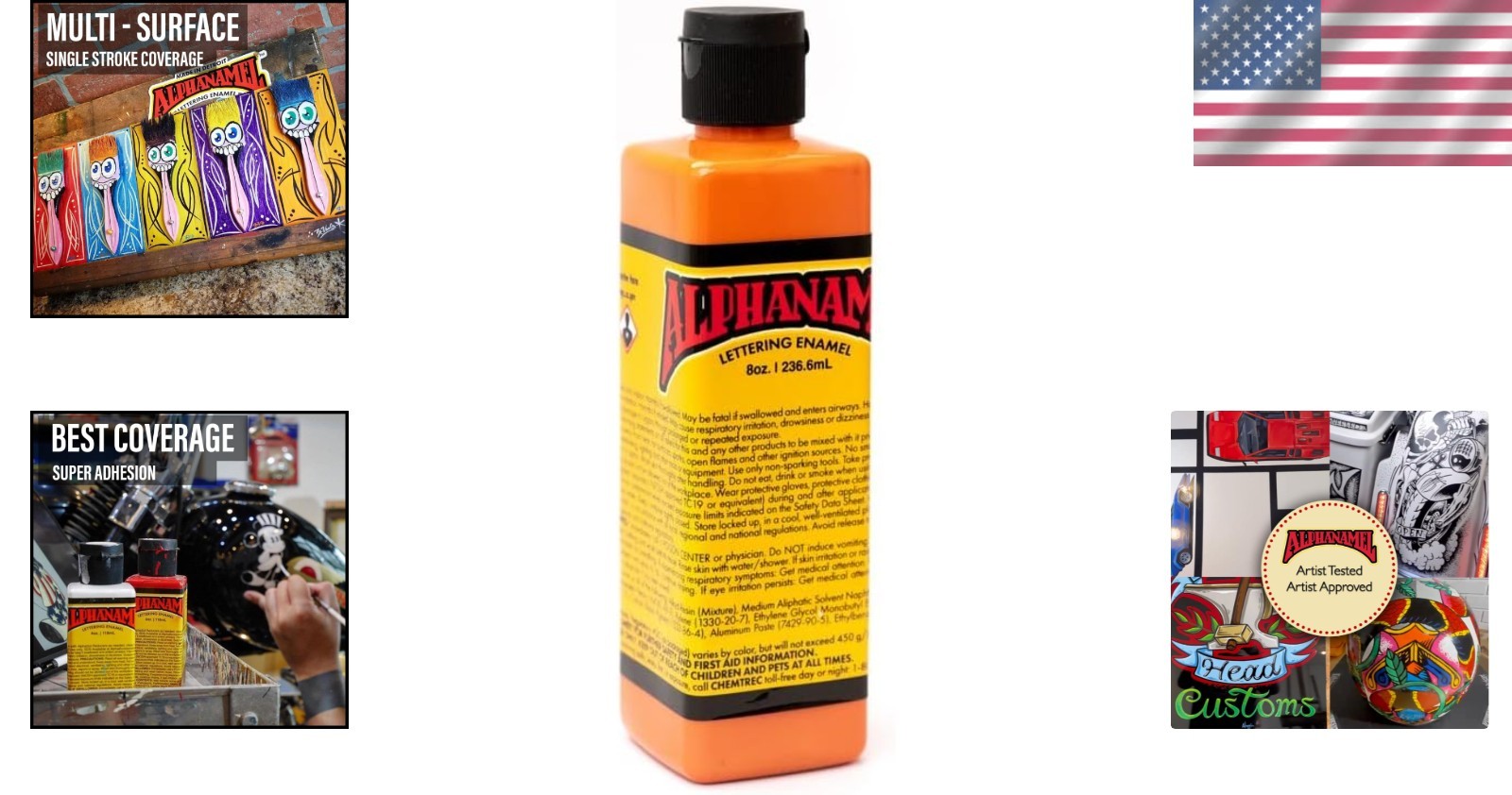 Alpha Orange Enamel Paint – 8 oz Glossy Finish, Ideal for Artists & Sign Makers