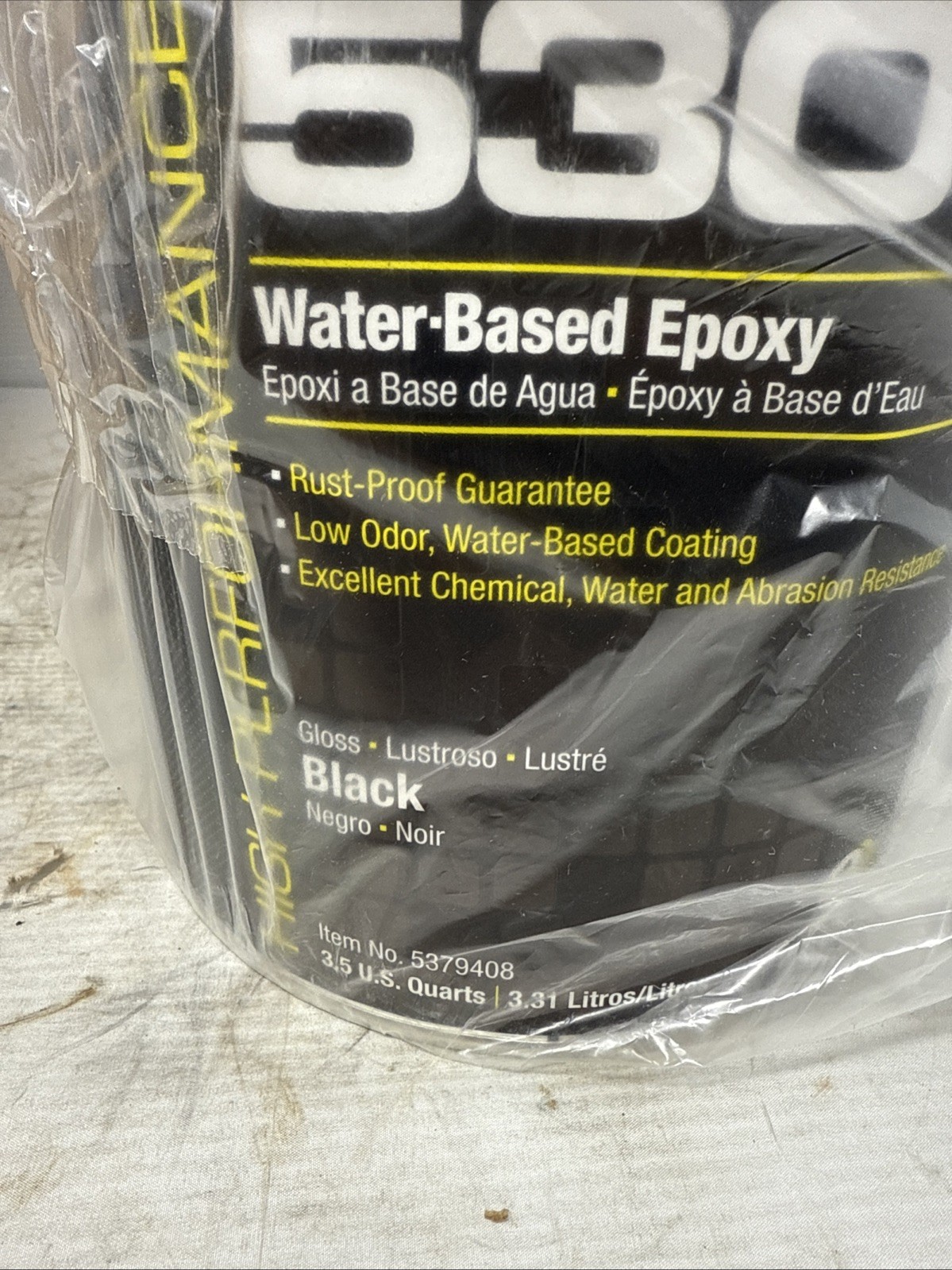 3.5 QTs Rust-Oleum High Performance 5300 Water Based Epoxy Can -Gloss Finish-BLK