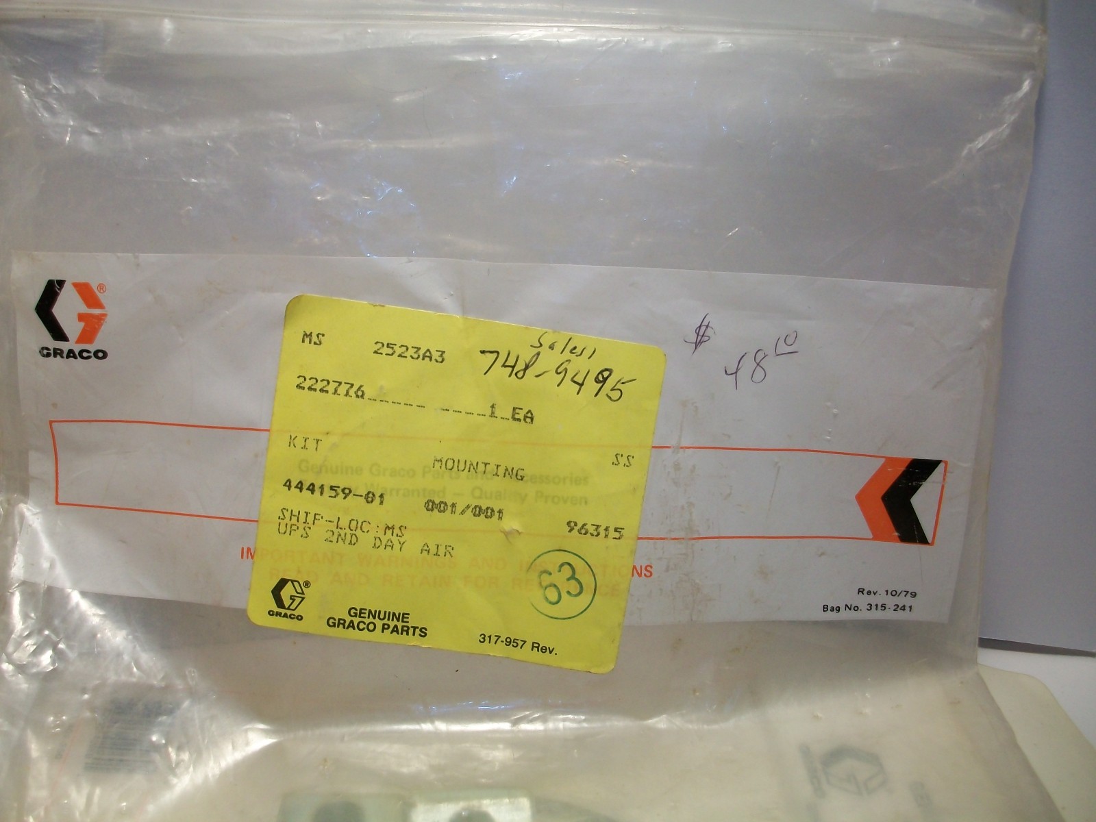 Graco 222-776 Genuine Mounting kit U.S.A. NOS