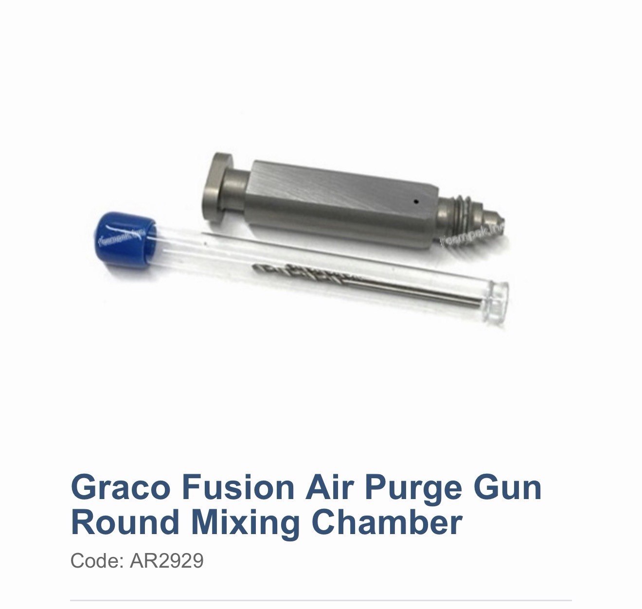 Graco Fusion Air Purge Gun Mixing Chamber AR2929 Silver w/ Cleaning Rod & Tube