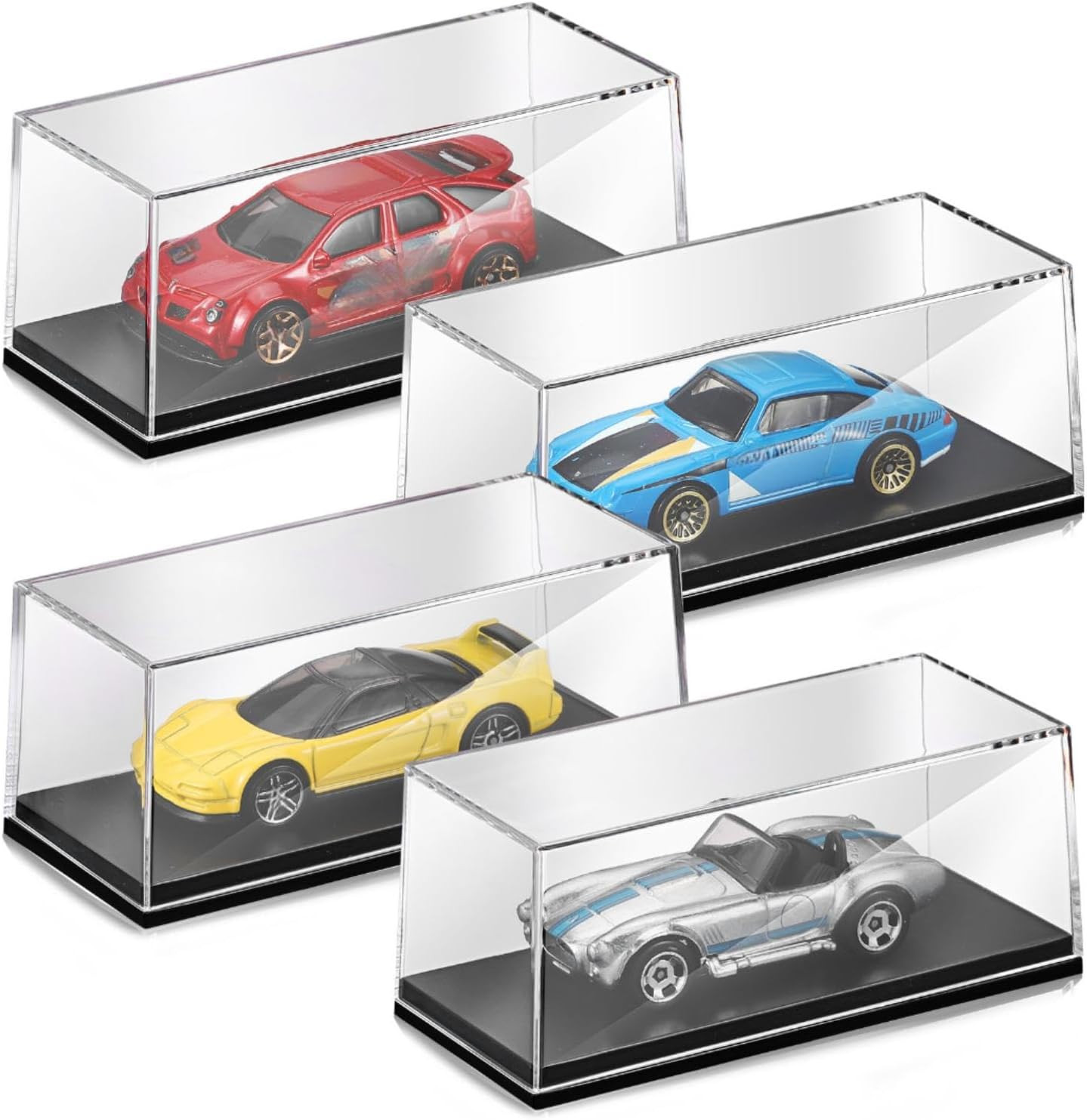 4 Pcs 1/64 Display Case Acrylic Model Cars Display Case 4.17 x 1.81 x 1.81 Inche