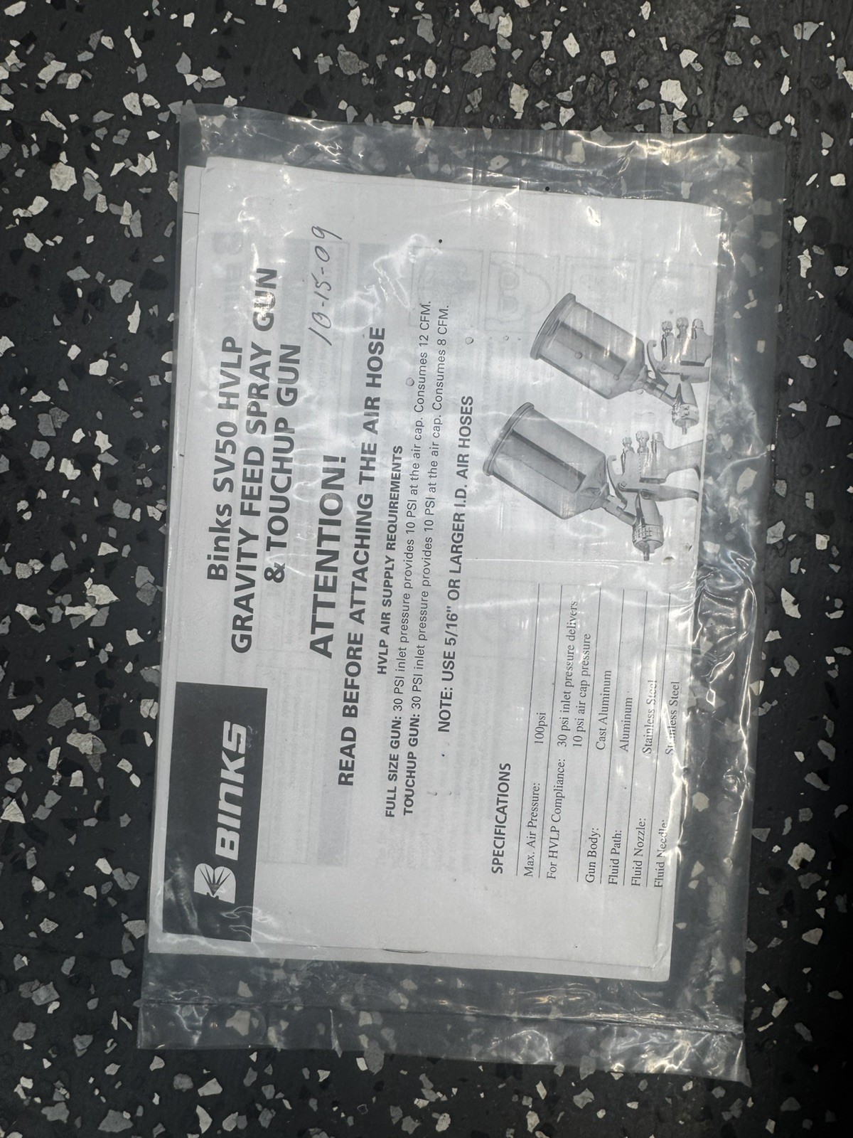 Binks SV50 HVLP Gravity Spray Gun Combo Set
