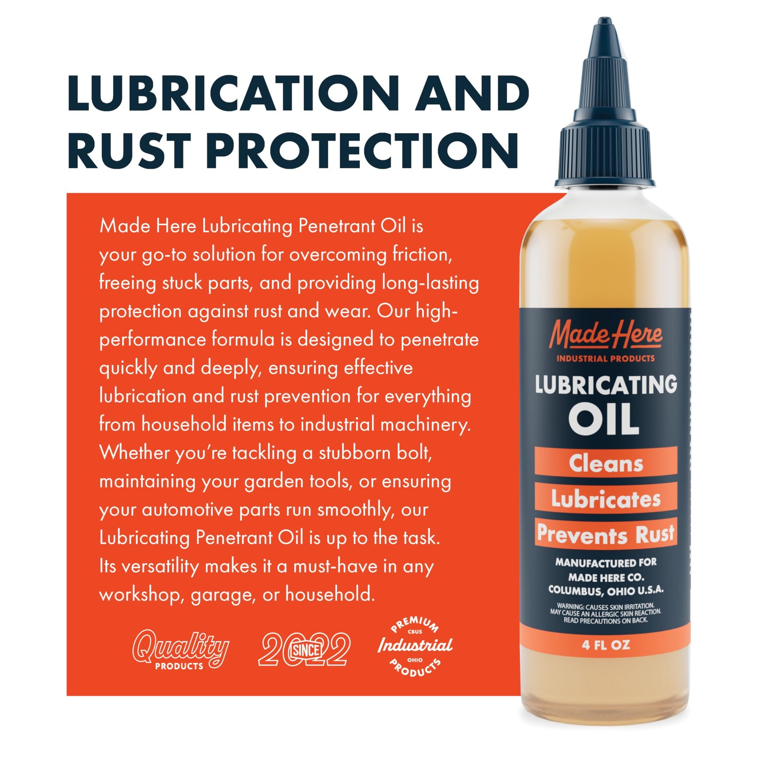 Made Here Co. Multi-use Lubricating Multipurpose Oil 4 Oz (Pack of 1), Clear