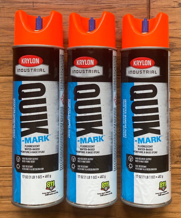 Qty 3 Krylon Industrial A03700004 Fluorescent Orange Inverted Marking Paint 17oz