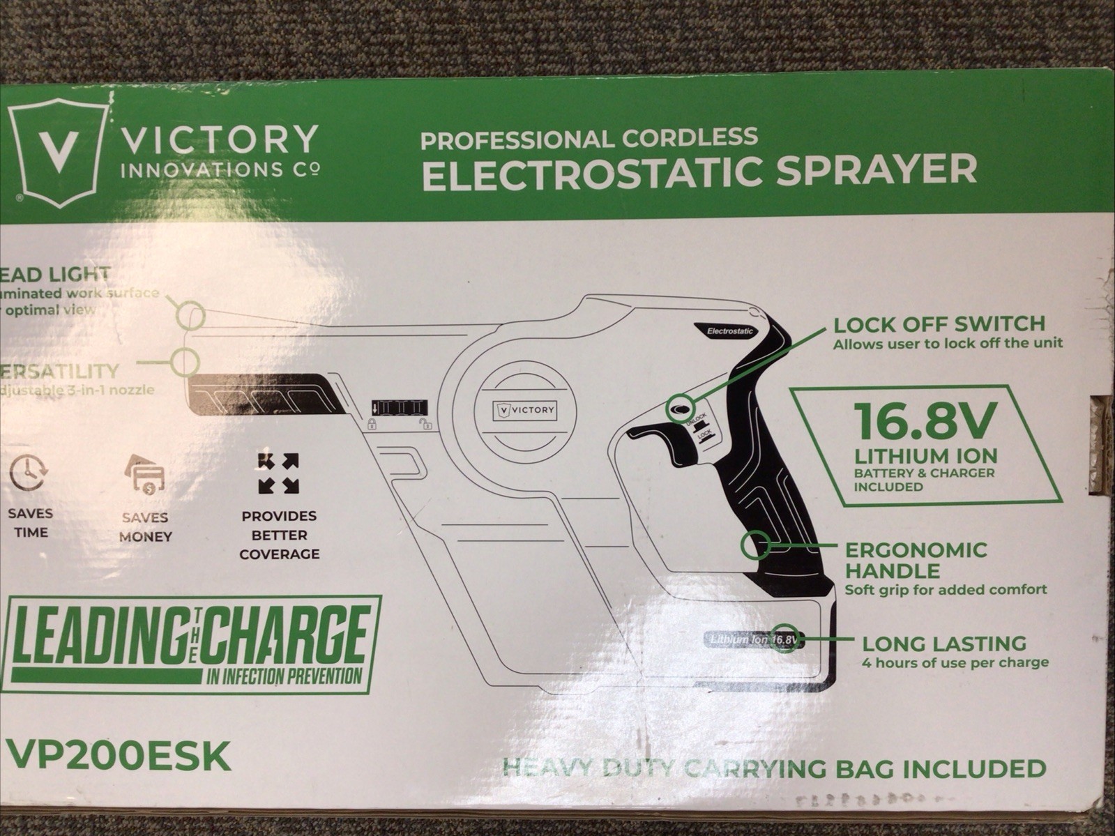 Victory Professional Cordless Electrostatic Handheld Sprayer VP200ESK OPEN BOX