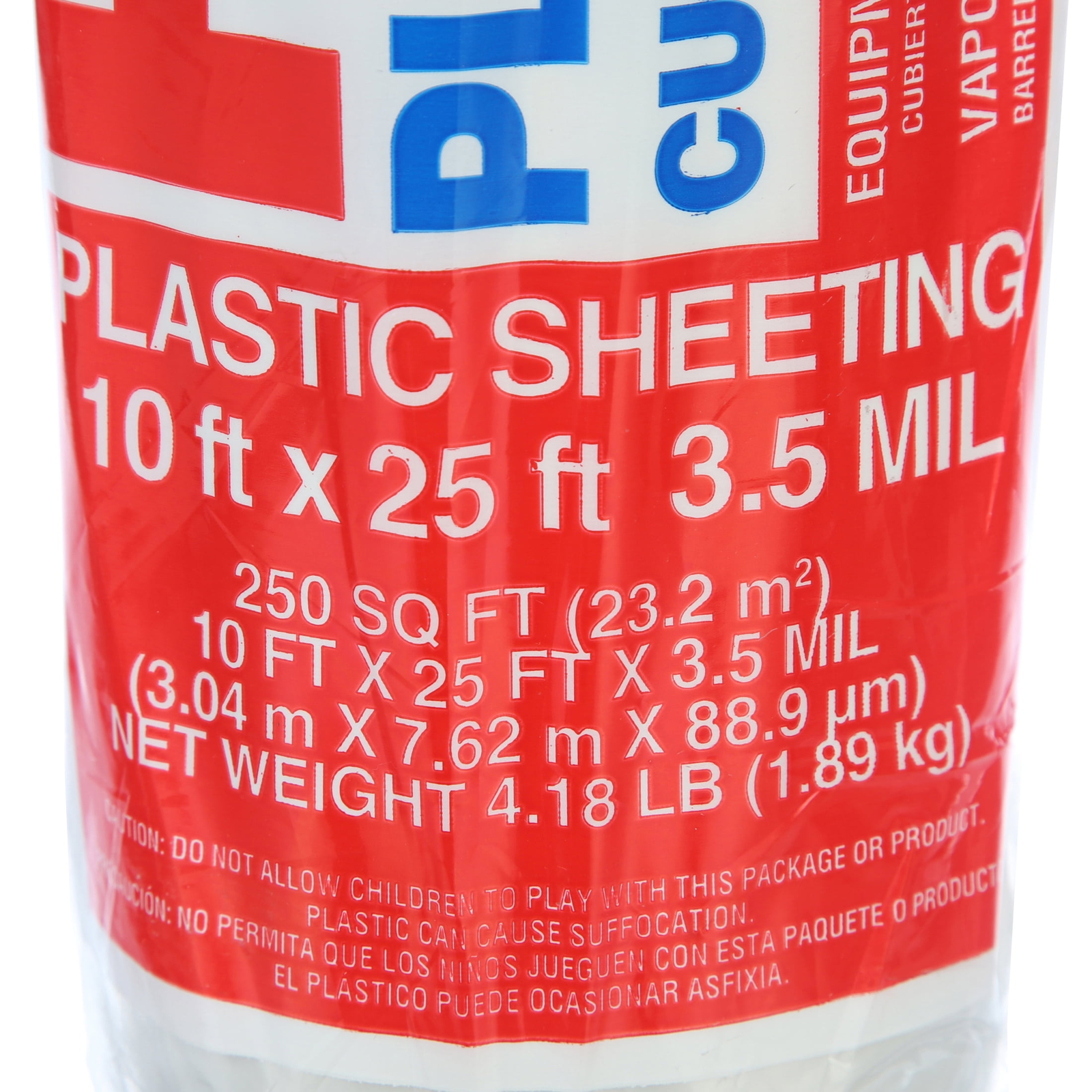 Husky 3.5 Mil Clear Polyethylene Plastic Sheeting, 10 Ft x 25 Ft,250 Sq Ft Total