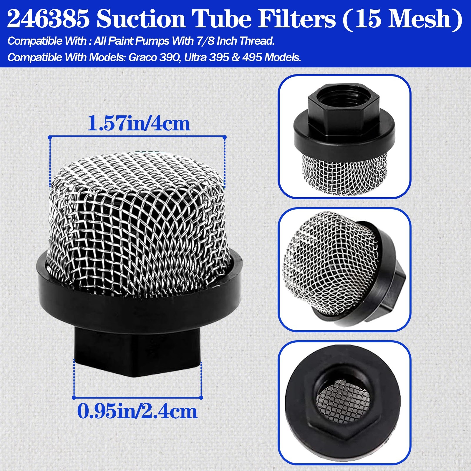 246385 246384 287032 Filter Set for Graco 390 395 490 495 595 3400 Sprayer