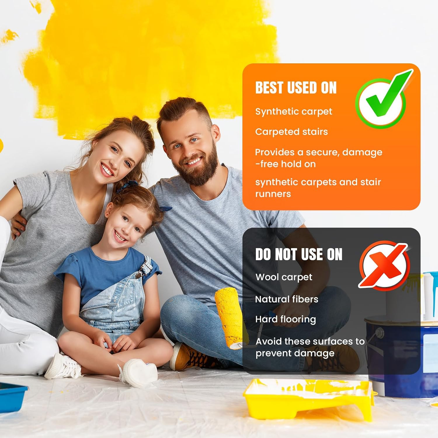 3Mil Carpet Protection Film 24″ X 200′ ，Self-Adhesive Plastic Carpet Protection