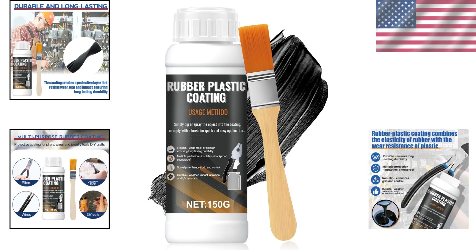 Rubber Coating Tool Handle Dip Spray Waterproof Anti-Slip Durable 150g