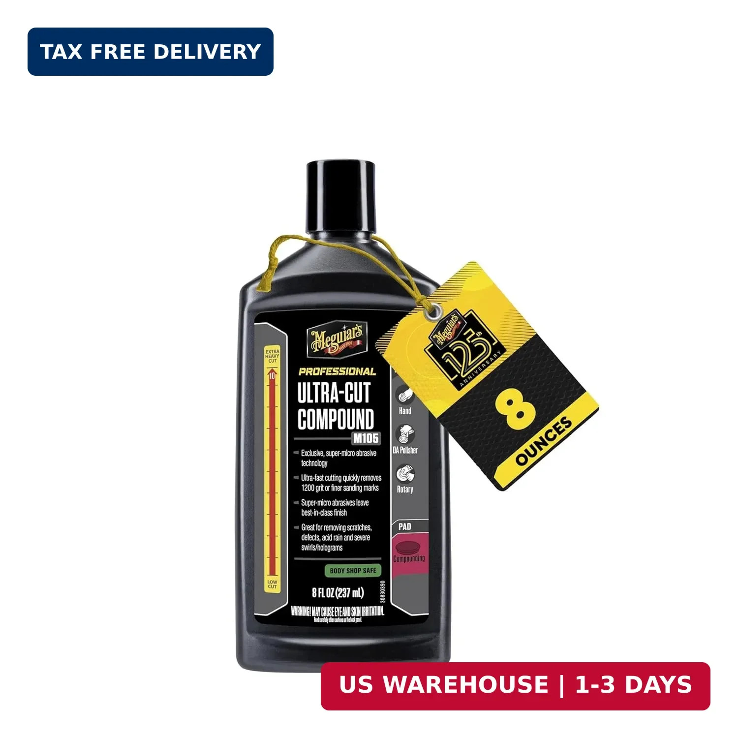 Meguiar’s Mirror Glaze M105 Ultra-Cut Compound, Car Rubbing Compound for Removin