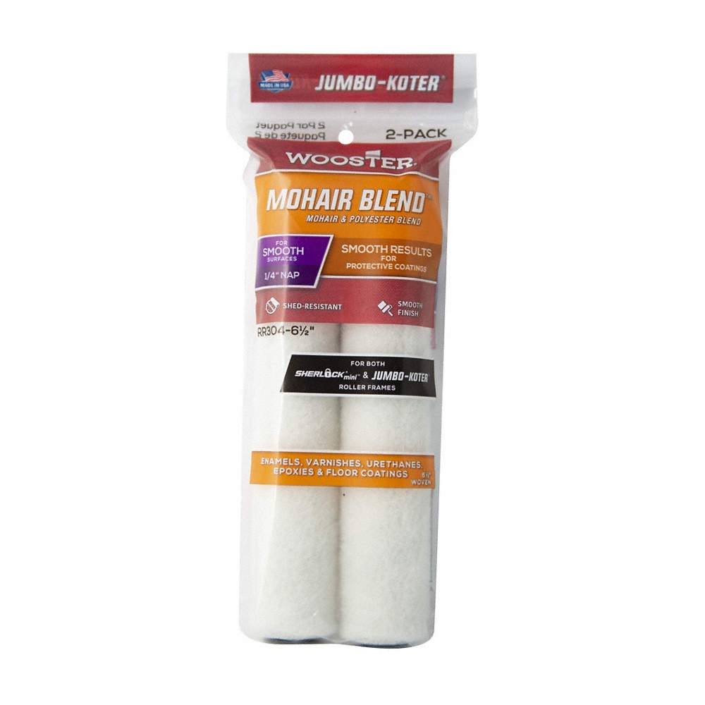 WOOSTER RR304-6 1/2 Mini Rollers,6 1/2″L,1/4″Nap,Mohair,PK2 36T239