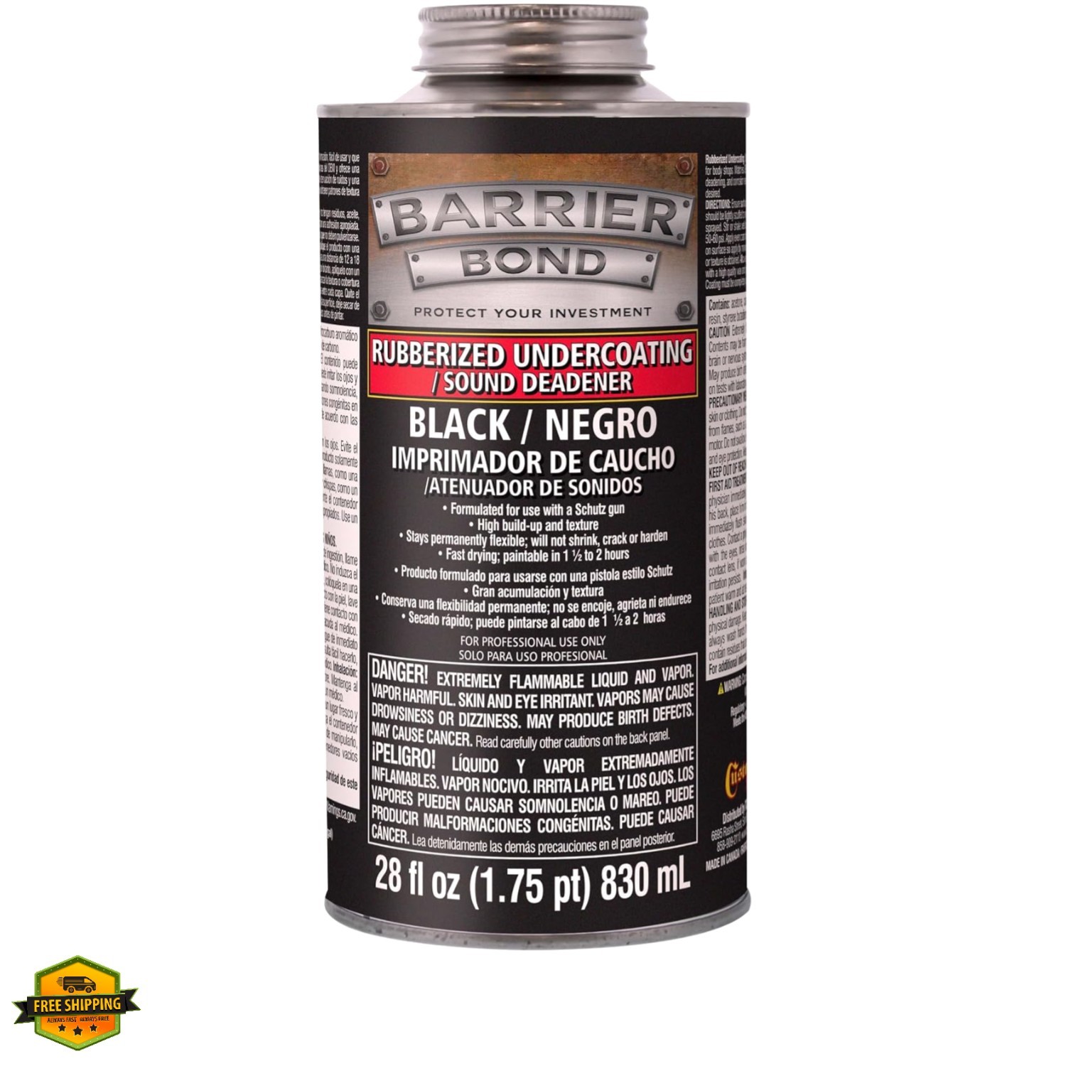 Barrier Bond – Rubberized Undercoating Sound Deadener, 28oz Can, Black, Spray…