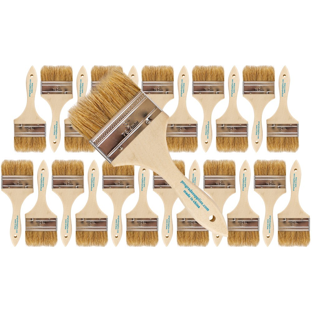 24 Pack – 3″ Chip Brushes for Paints, Stains, Varnishes, Glues & Gesso