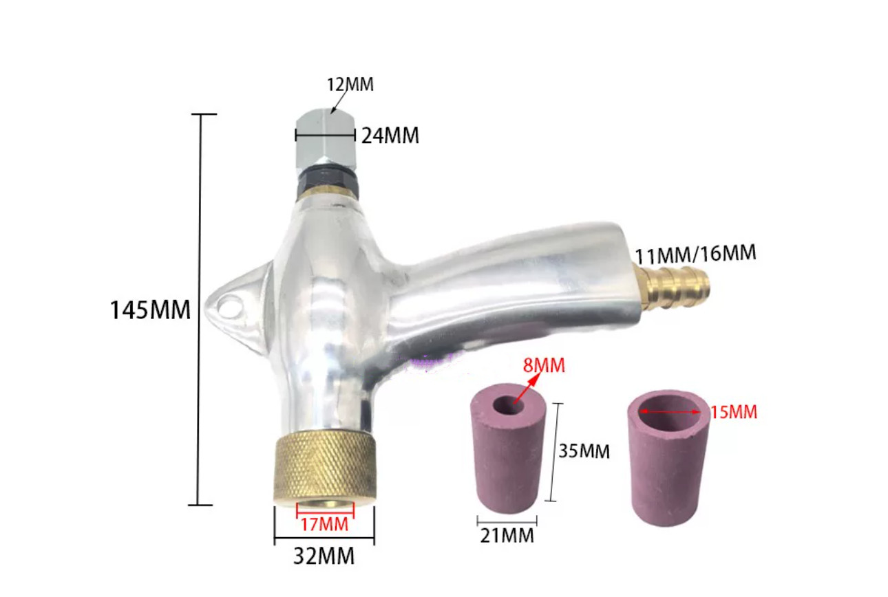 PS-02 pneumatic spray gun with 1 pcs ceramic nozzle 35 * 21 * 8mm